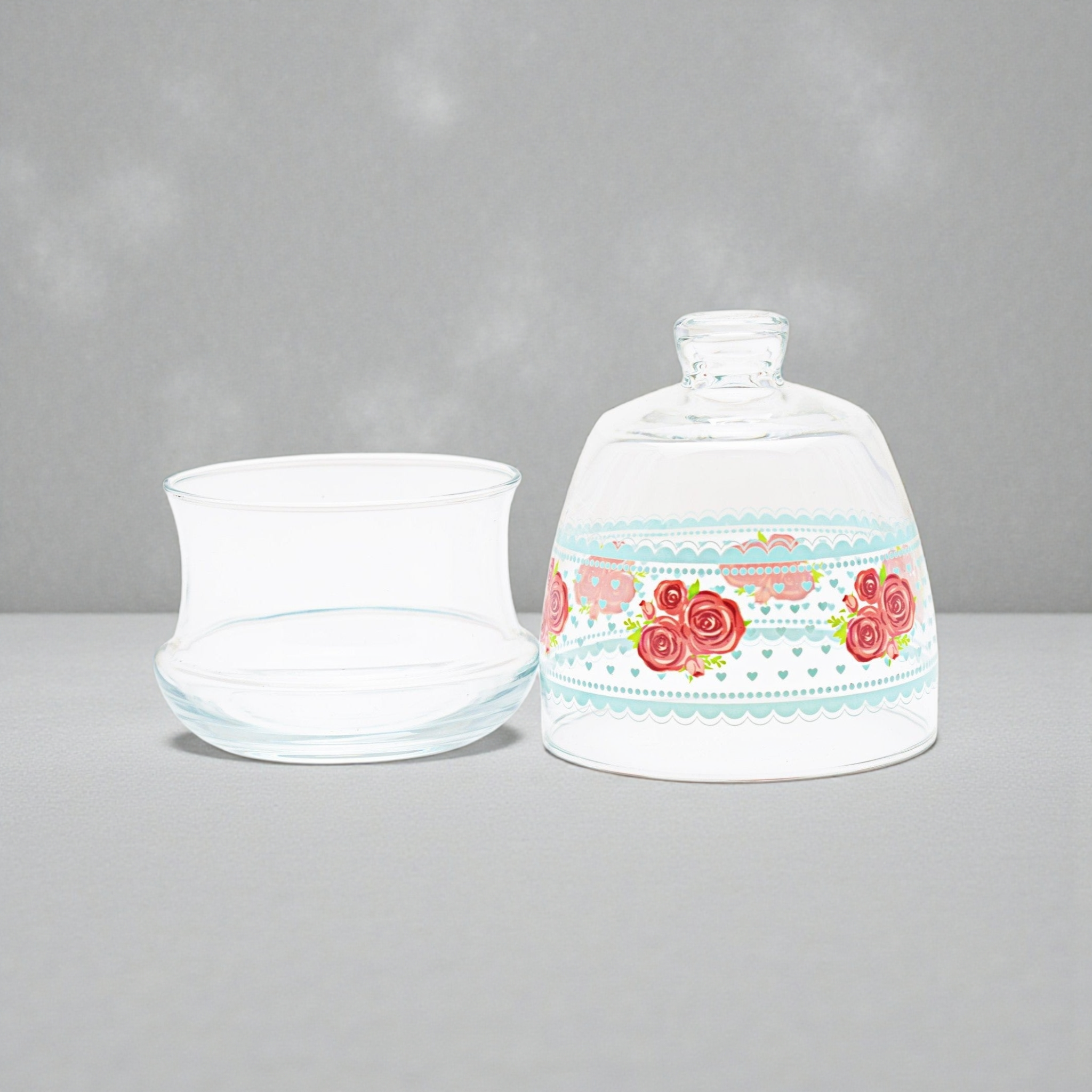 LAV Glass Sugar Bowl J255m Lora Cicek Jar with Dome Lid