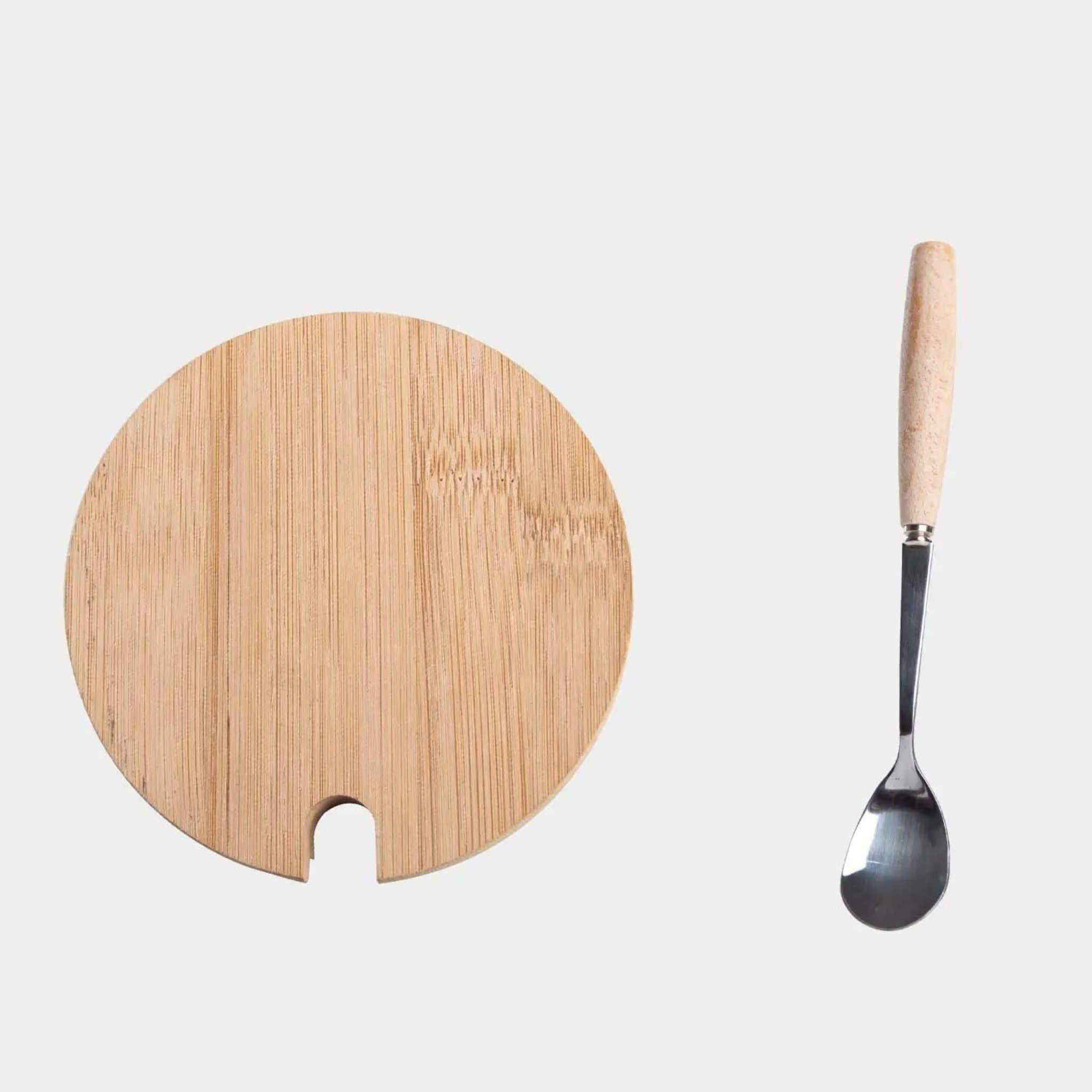 Breakfast Glass Cup Mug with Bamboo Wooden Lid & Spoon 1pc