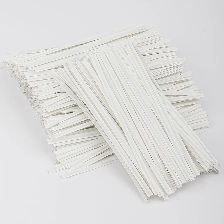 White Paper Twist Ties 4x75mm 1000pack