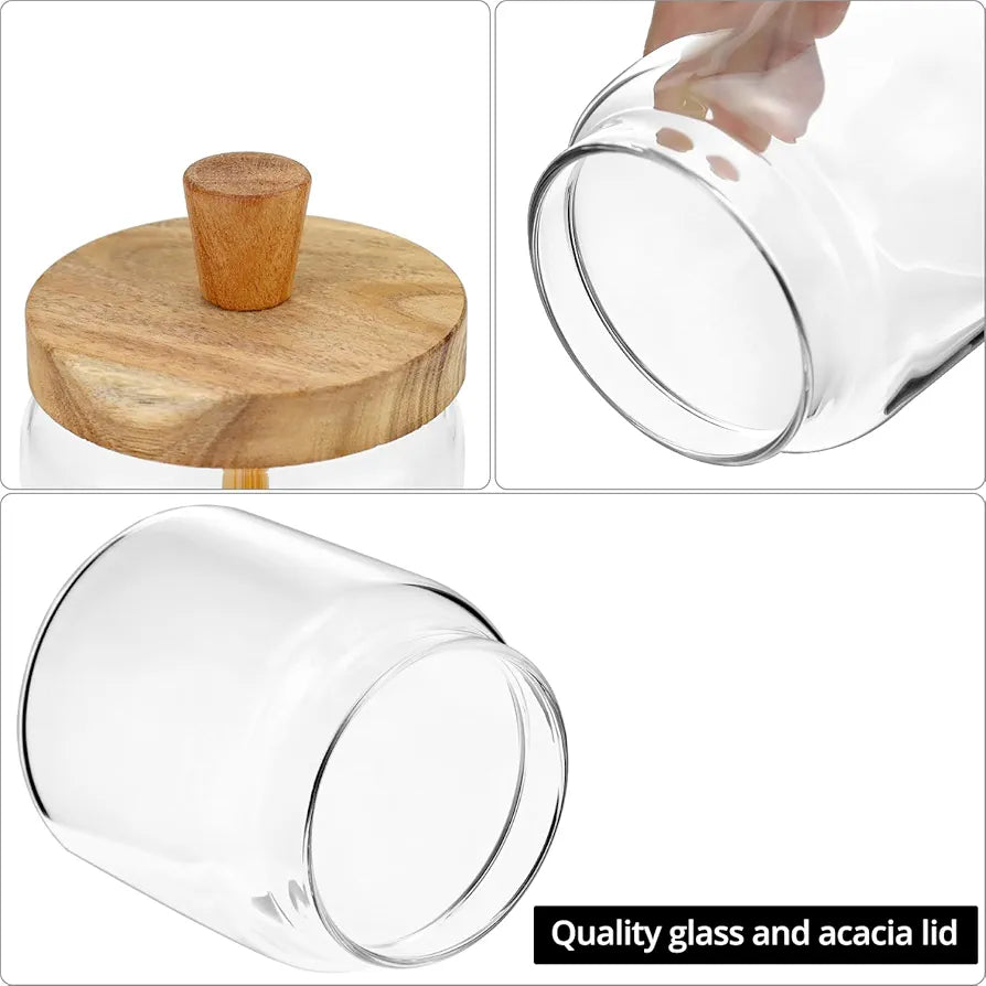 Aqua Borosilicate Glass Honey Pot with Acacia Dipper & Lid 500ml