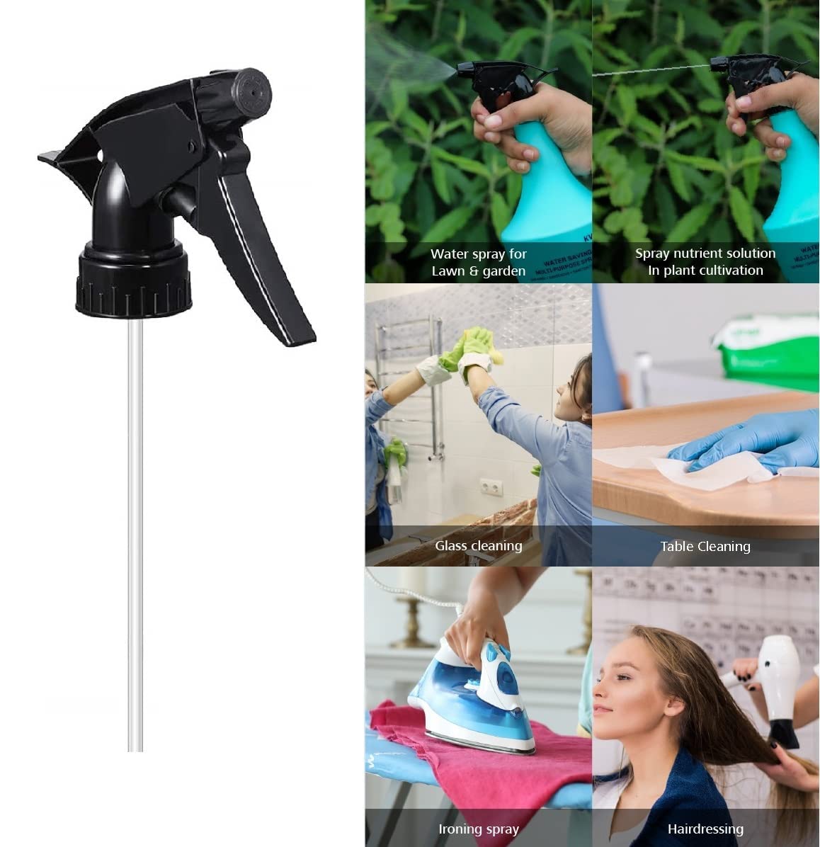 Plastic Trigger Nozzle for Sprayer Bottle Black