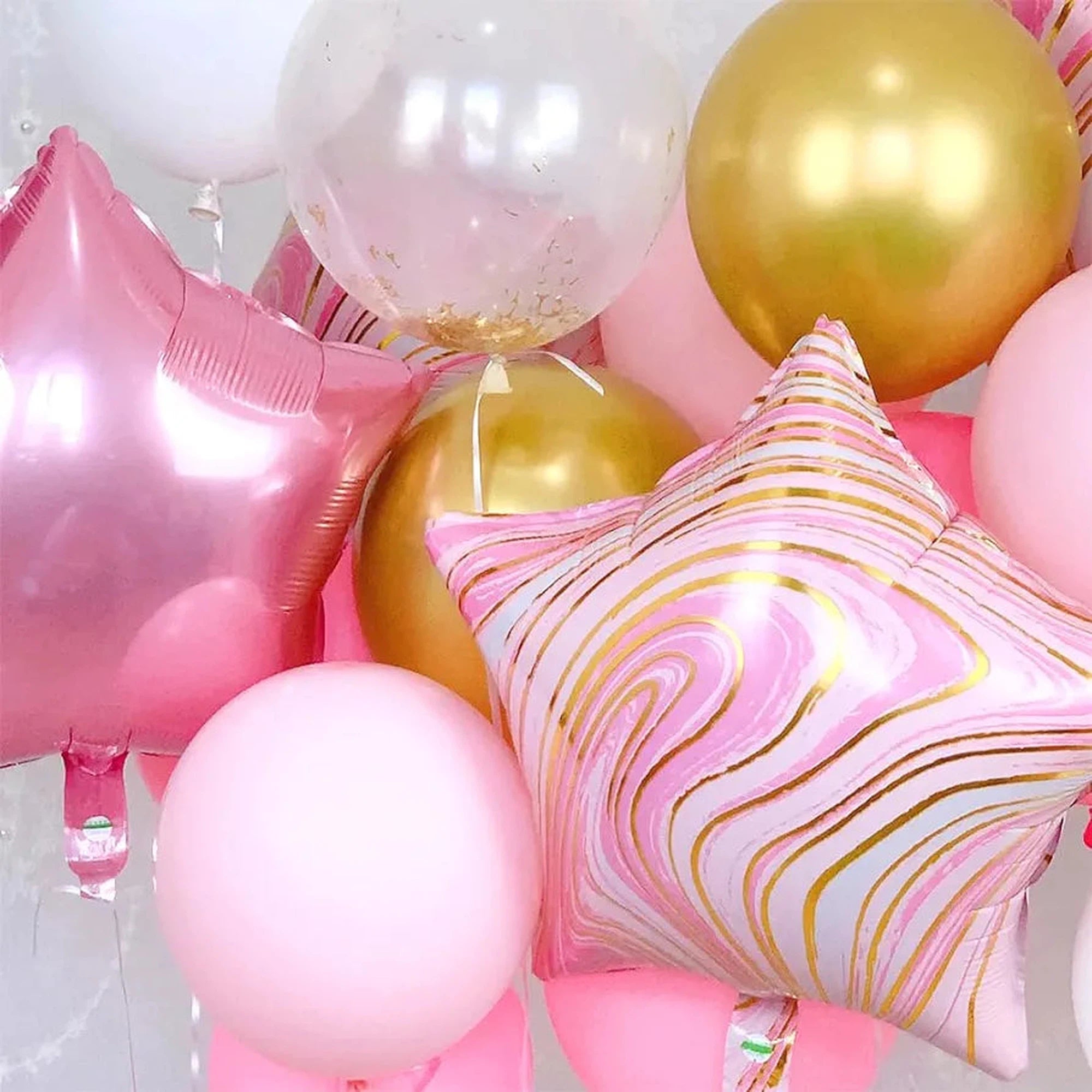 Party Star & Heart Latex Marble Balloon 10piece Set