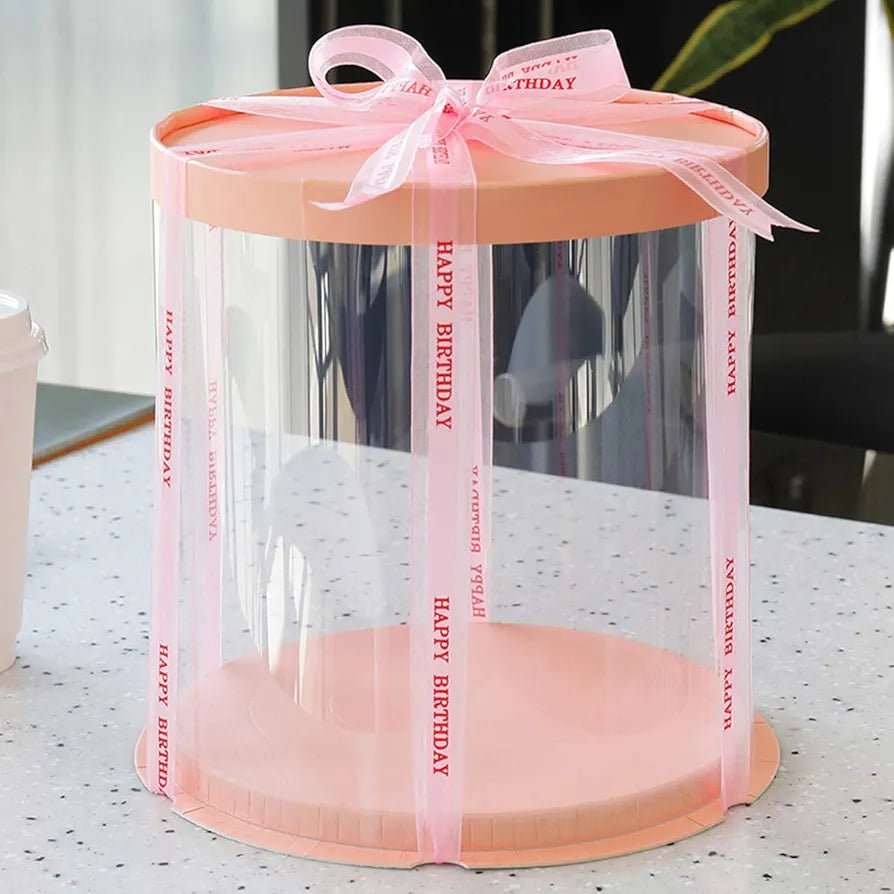 PVC Cake Gift Box Transparent Round Heigthened