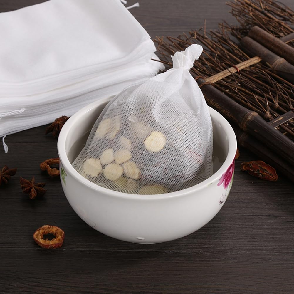 Biodegradable Food Grade Non-Woven Tea Filter Cotton Bag with Drawstring 100pcs
