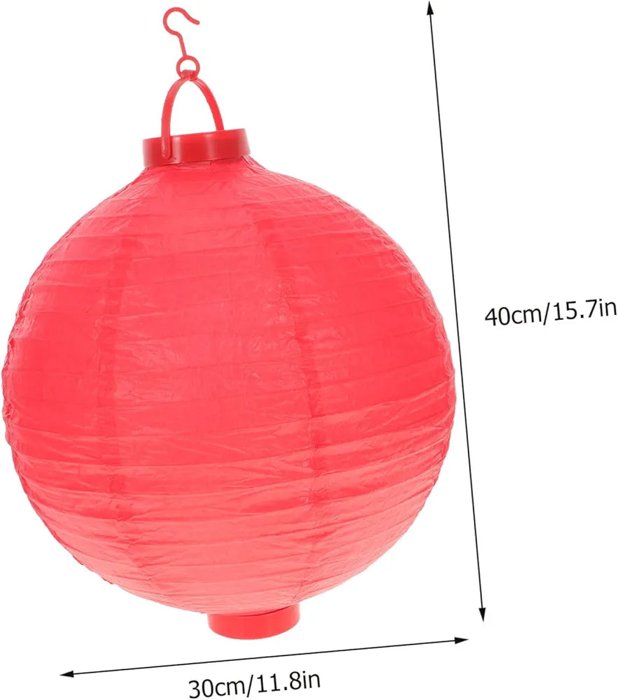 Chinese LED Paper Lantern Round Ribbed