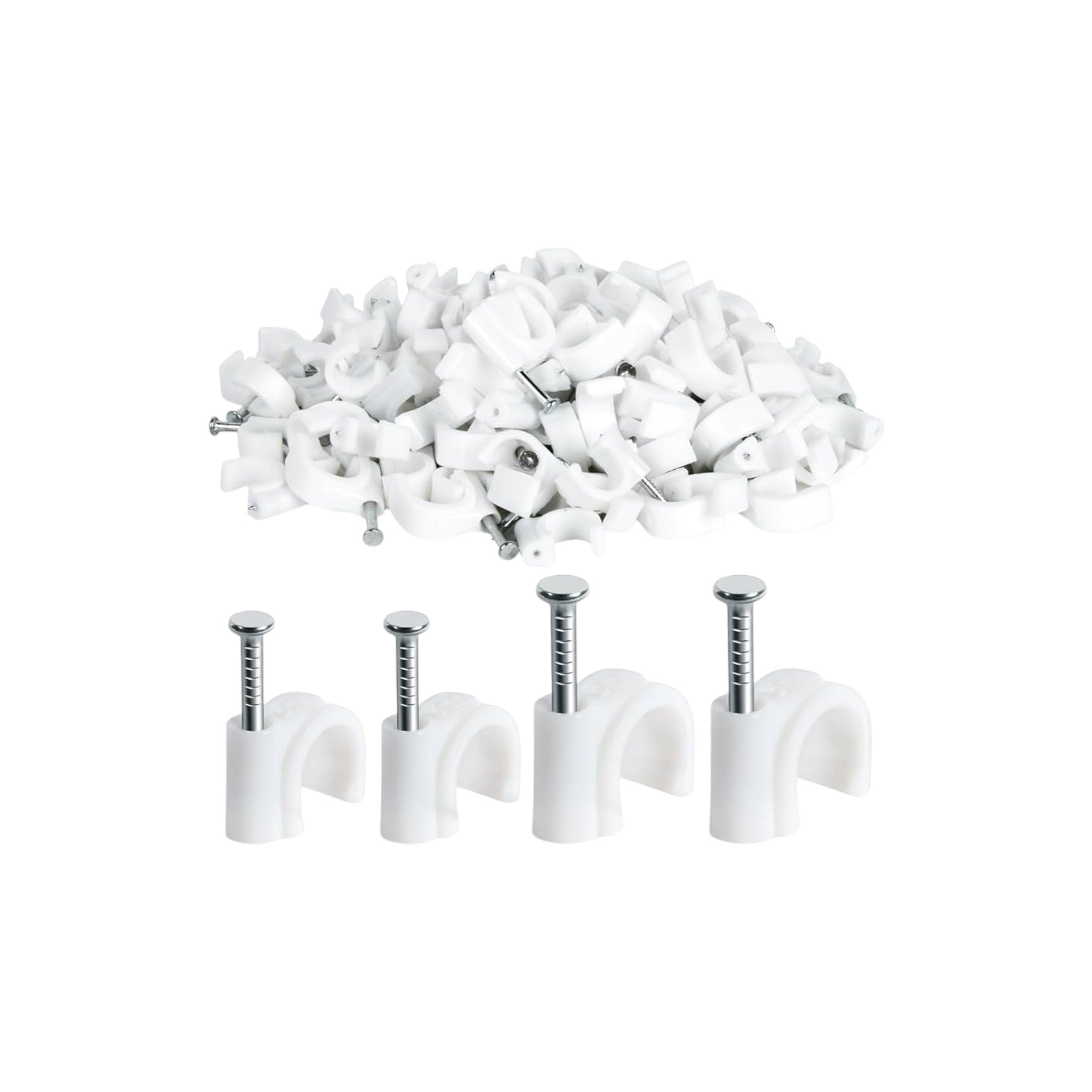 Cable Clip Rpund 8mm White 100pack