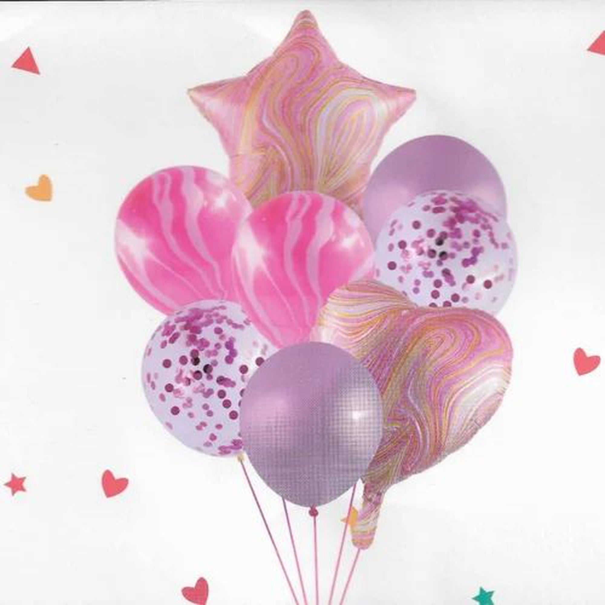 Party Star & Heart Latex Marble Balloon 10piece Set