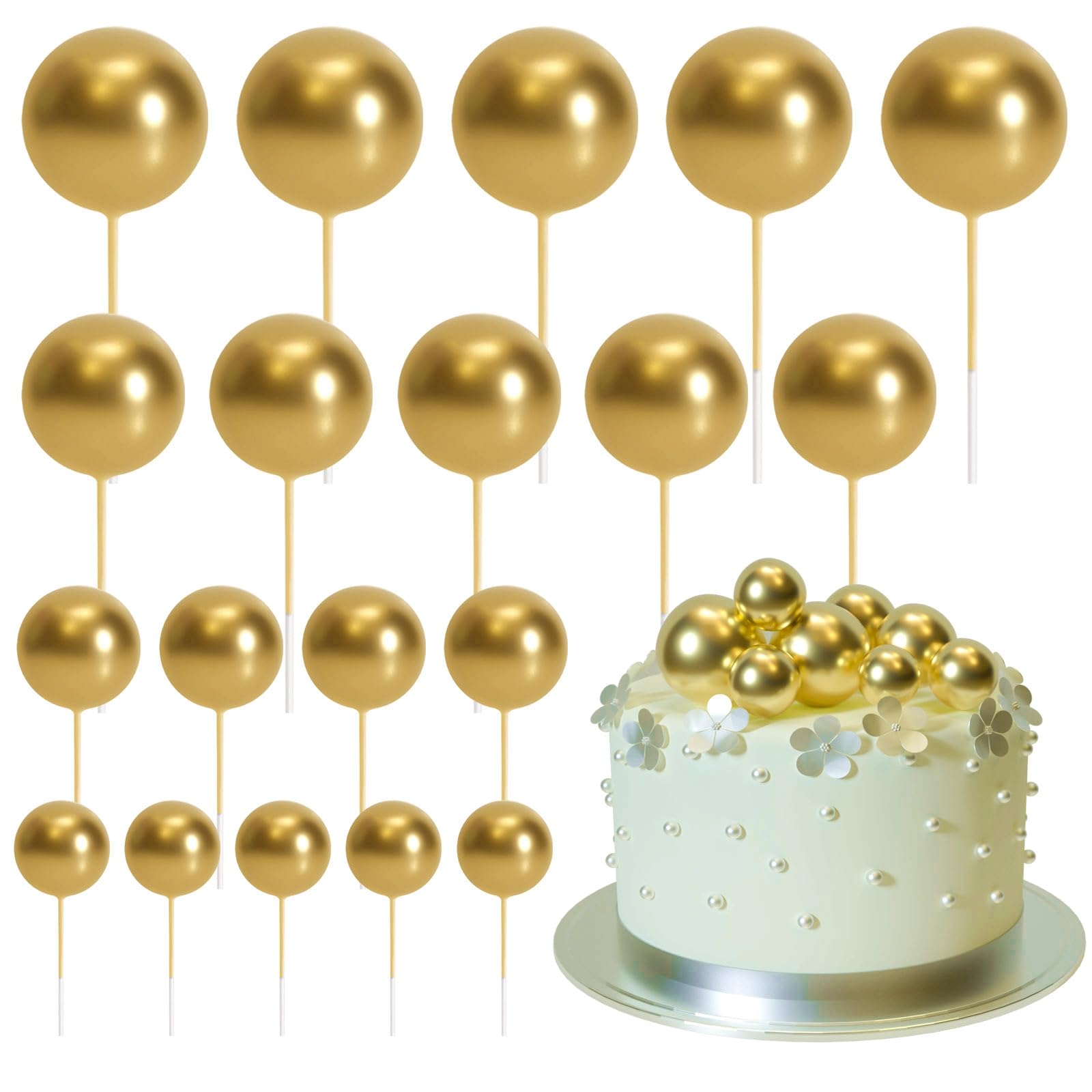 Faux Decorative Cake Topper Balls Plain 20pc