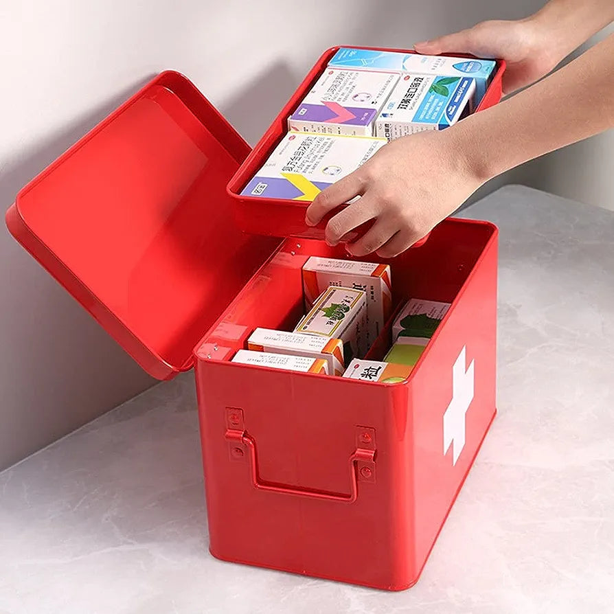First Aid Tin Red - Retro Medicine Storage Box 27808