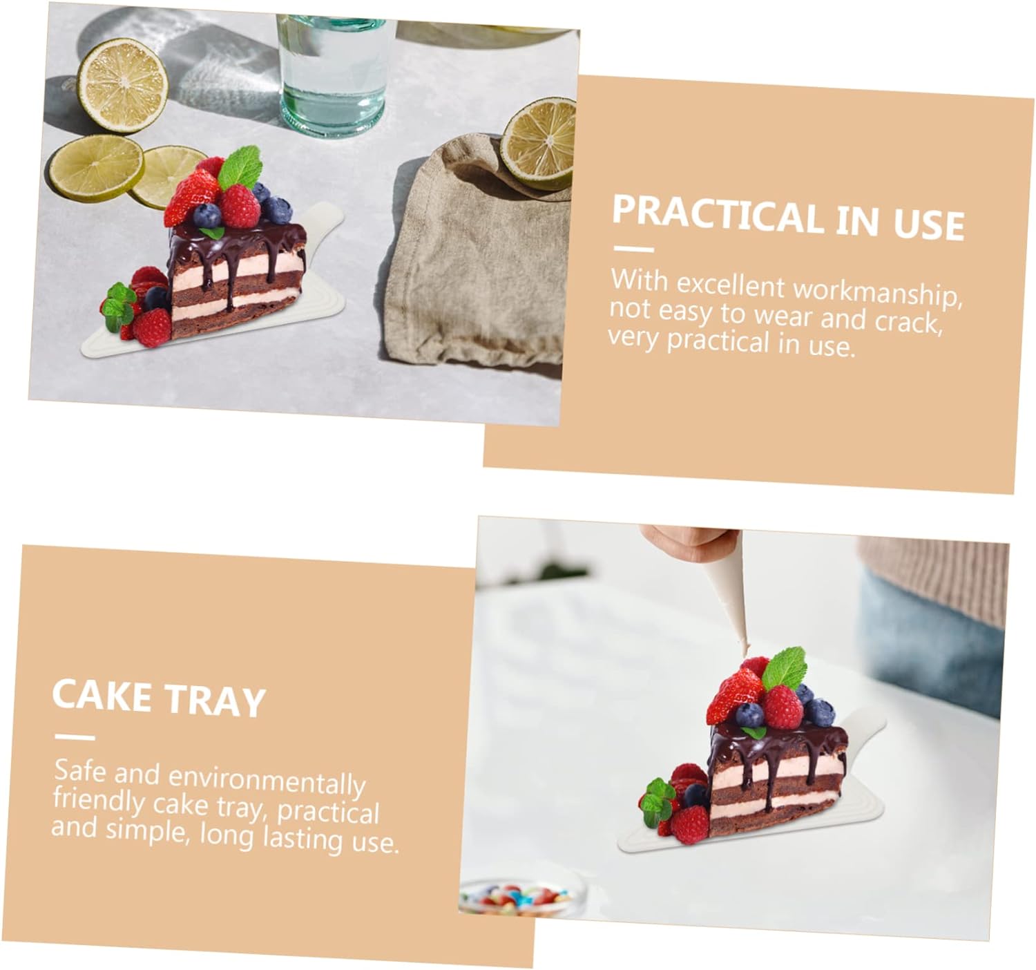 Disposable Plastic Acrylic Triangle Mini Cake Board 118x78mm 20Pack