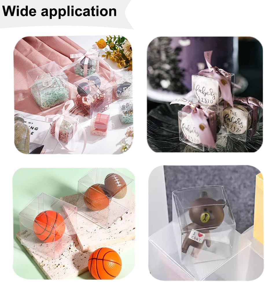 PVC Cube Gift Boxes Transparent Open 1-Side 12pack