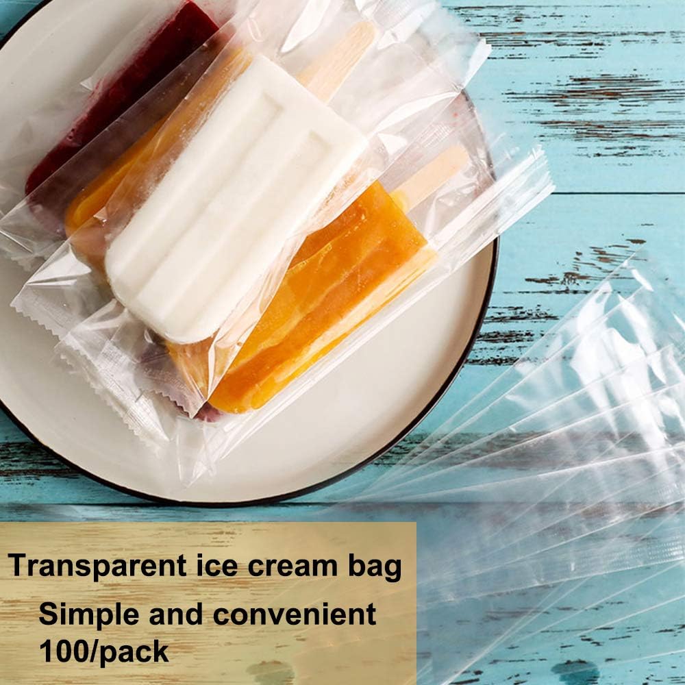 Ice Cream Popsicle Pacakaging Mould Bag Clear 8x19cm 100Pack