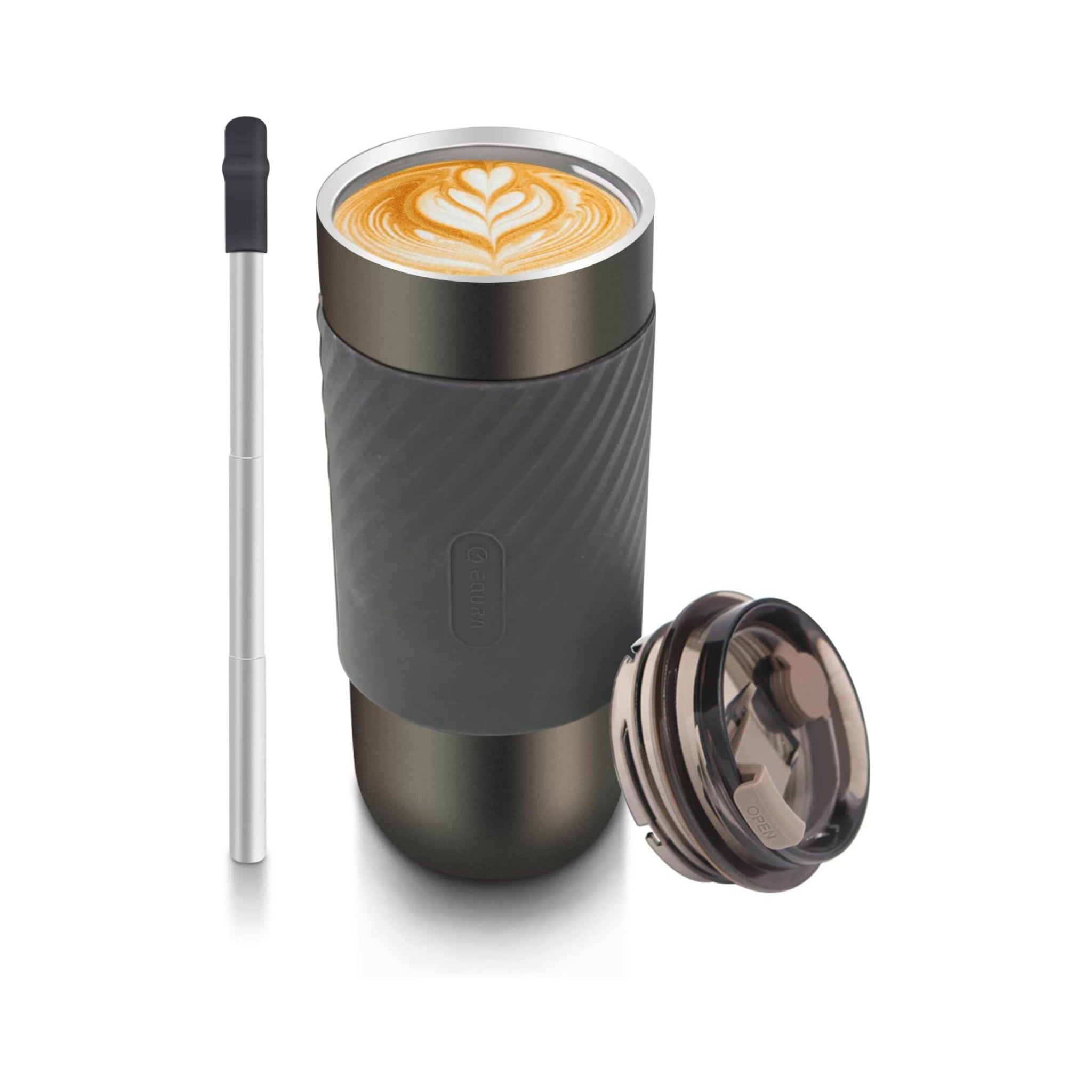 520ml Double-Wall Thermal Tumbler with Silicone Sleeve, Infuser & Retractable Stainless Steel Straw