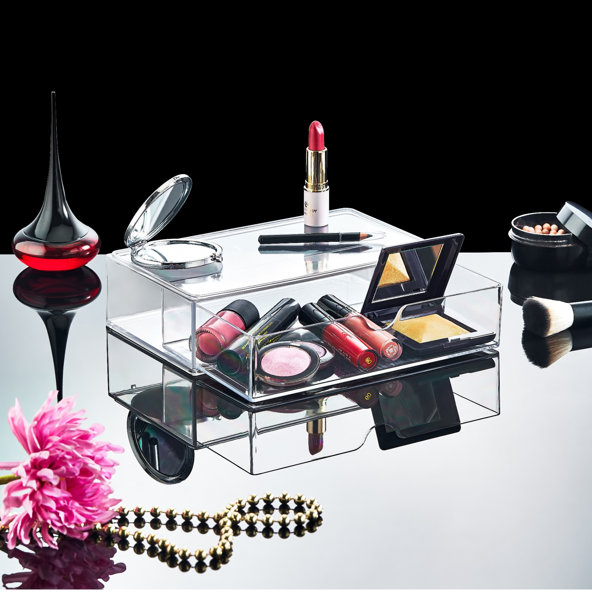 Modern Jewellery Cosmetic Storage Drawer Organizer Box - Clear Plastic Waterproof