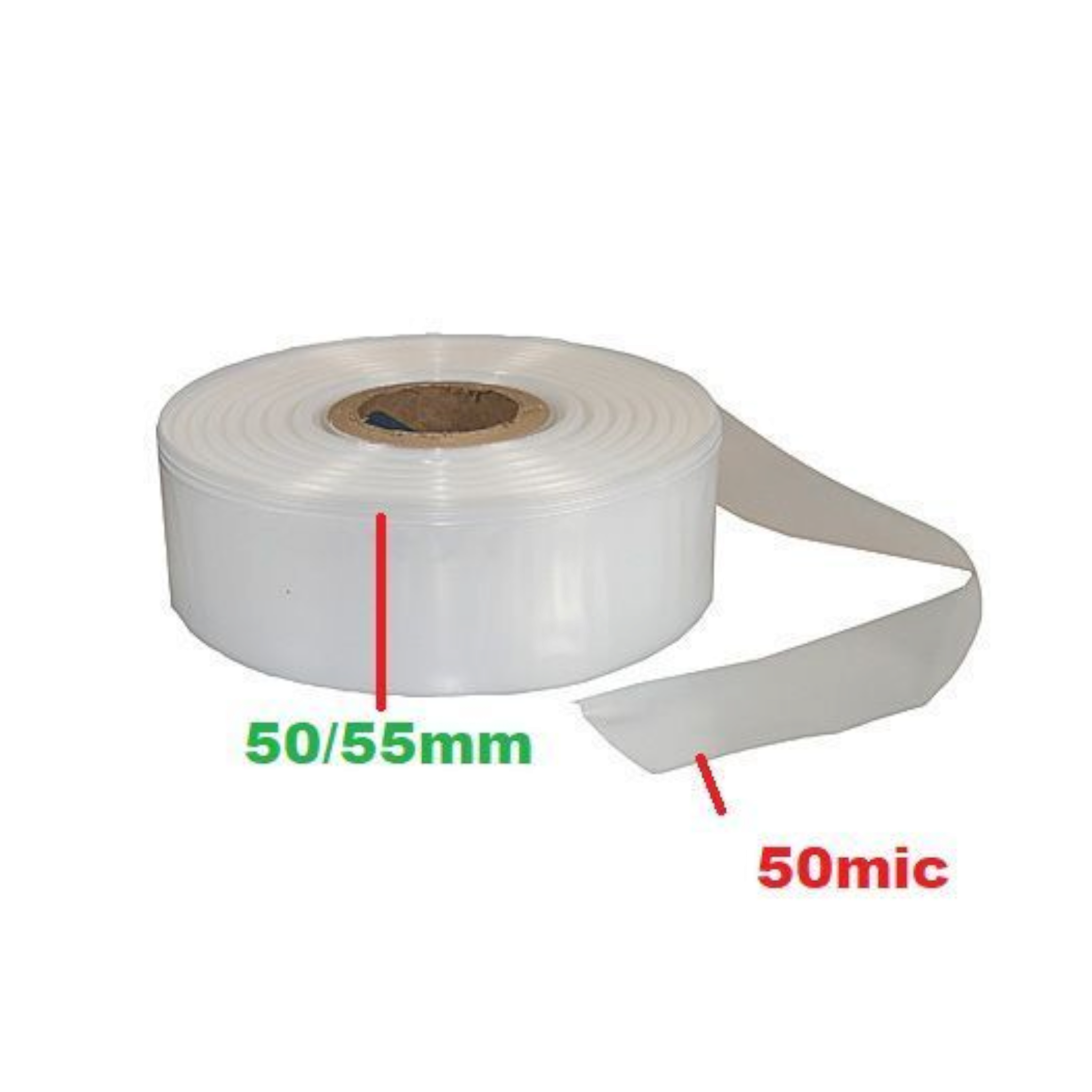 Plastic Flat Tubing Clear 50mmx50mic on Roll ±5kg