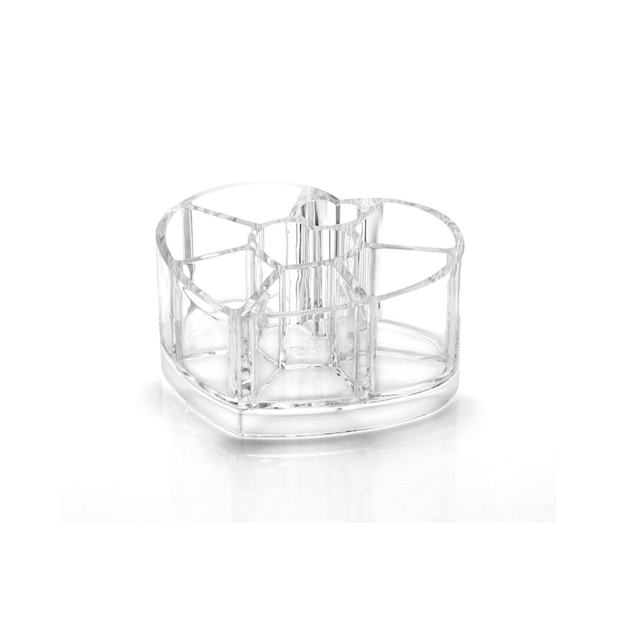 Modern Makeup Cosmetic Organizer Box- Clear Plastic Heart Shape
