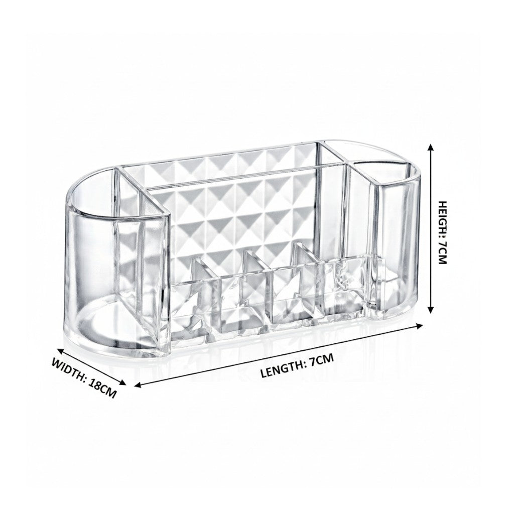 Modern Cosmetic Storage Oval Organizer - Diamond Oval Clear Plastic