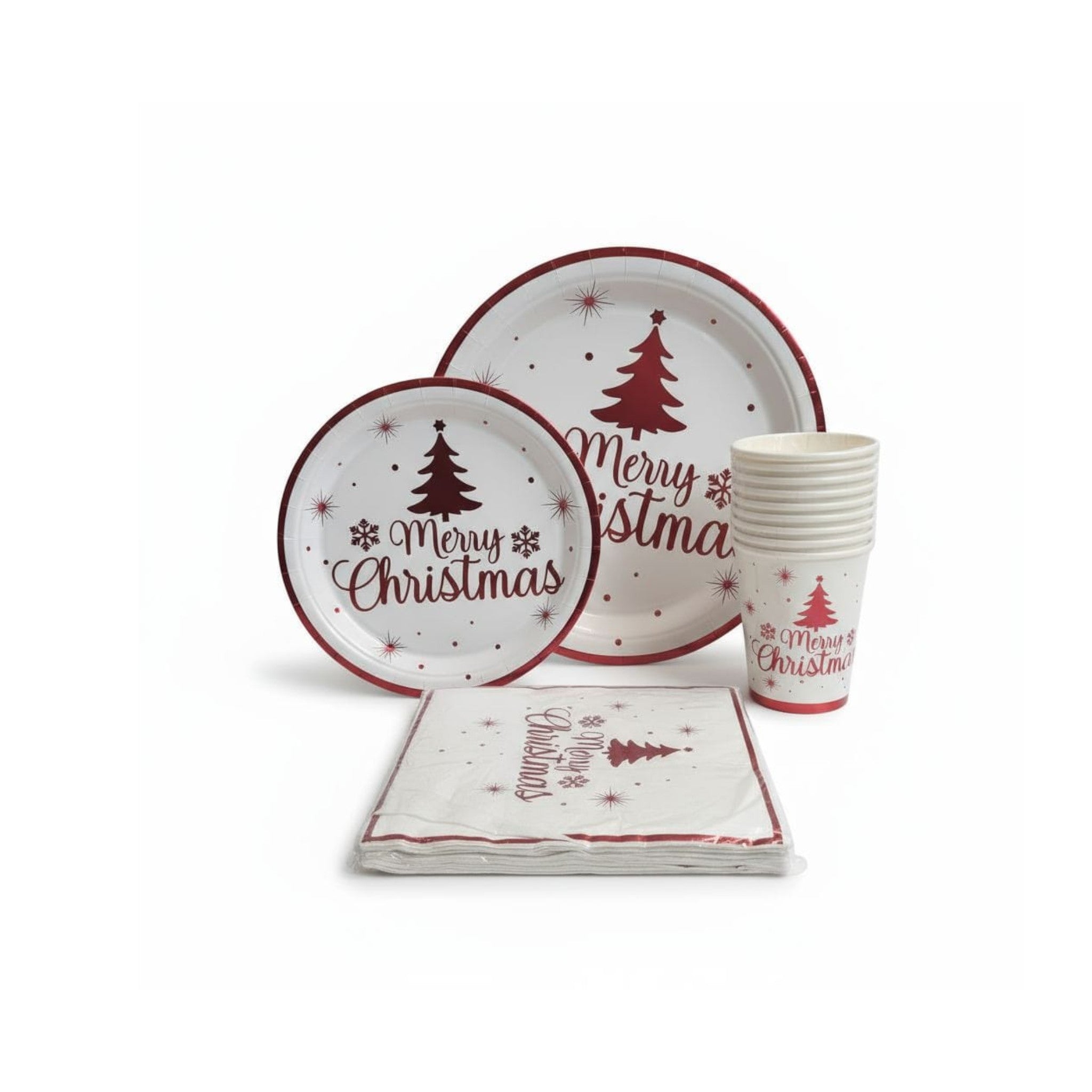 Disposable Party Paper Christmas Coloured Tree Dinnerware Set