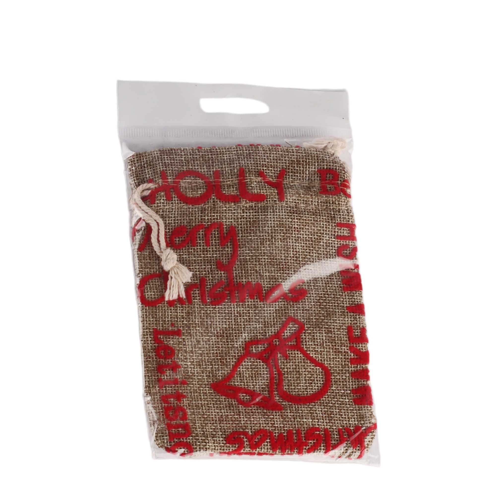 Hessian Festive Gift Bag Small 9x14cm