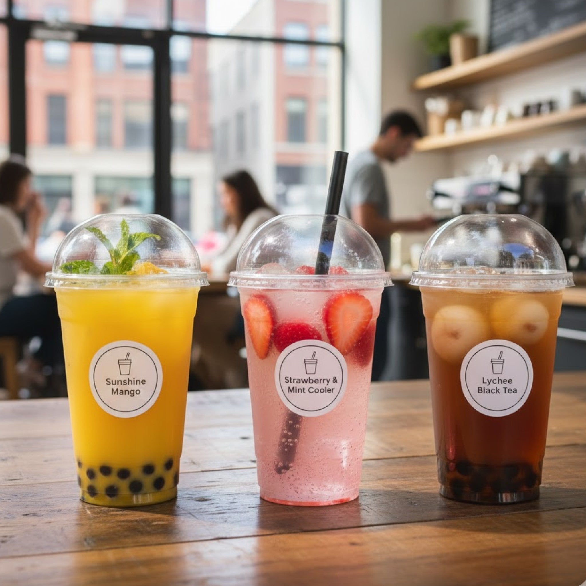 500ml Disposable Plastic Smoothie Clear Cup with Dome Lid 10pack