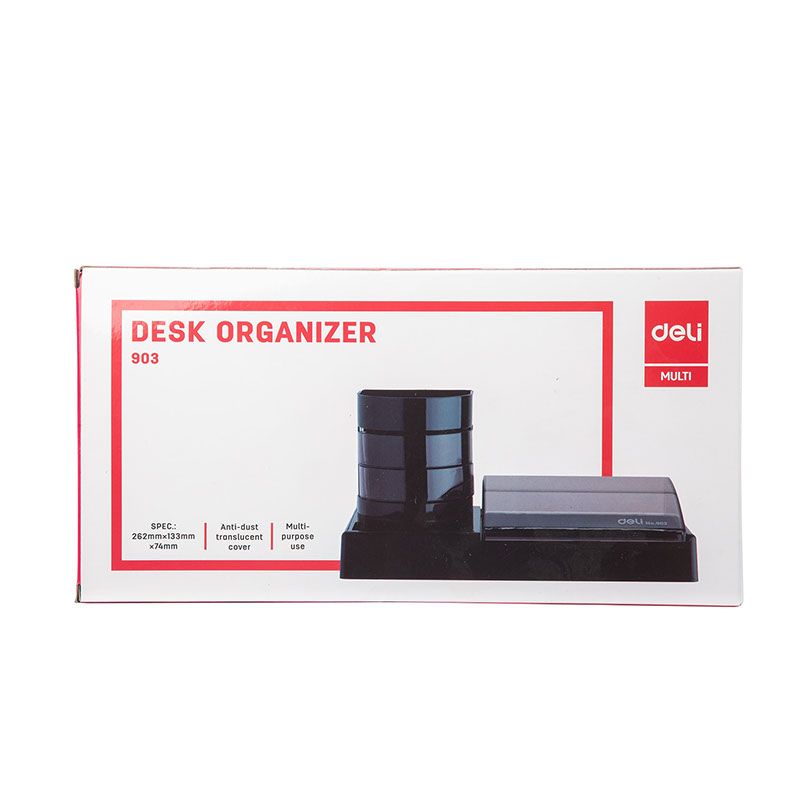 Deli Desk Organizer 2 Drawers 7 Compartments 262x129x115mm Black