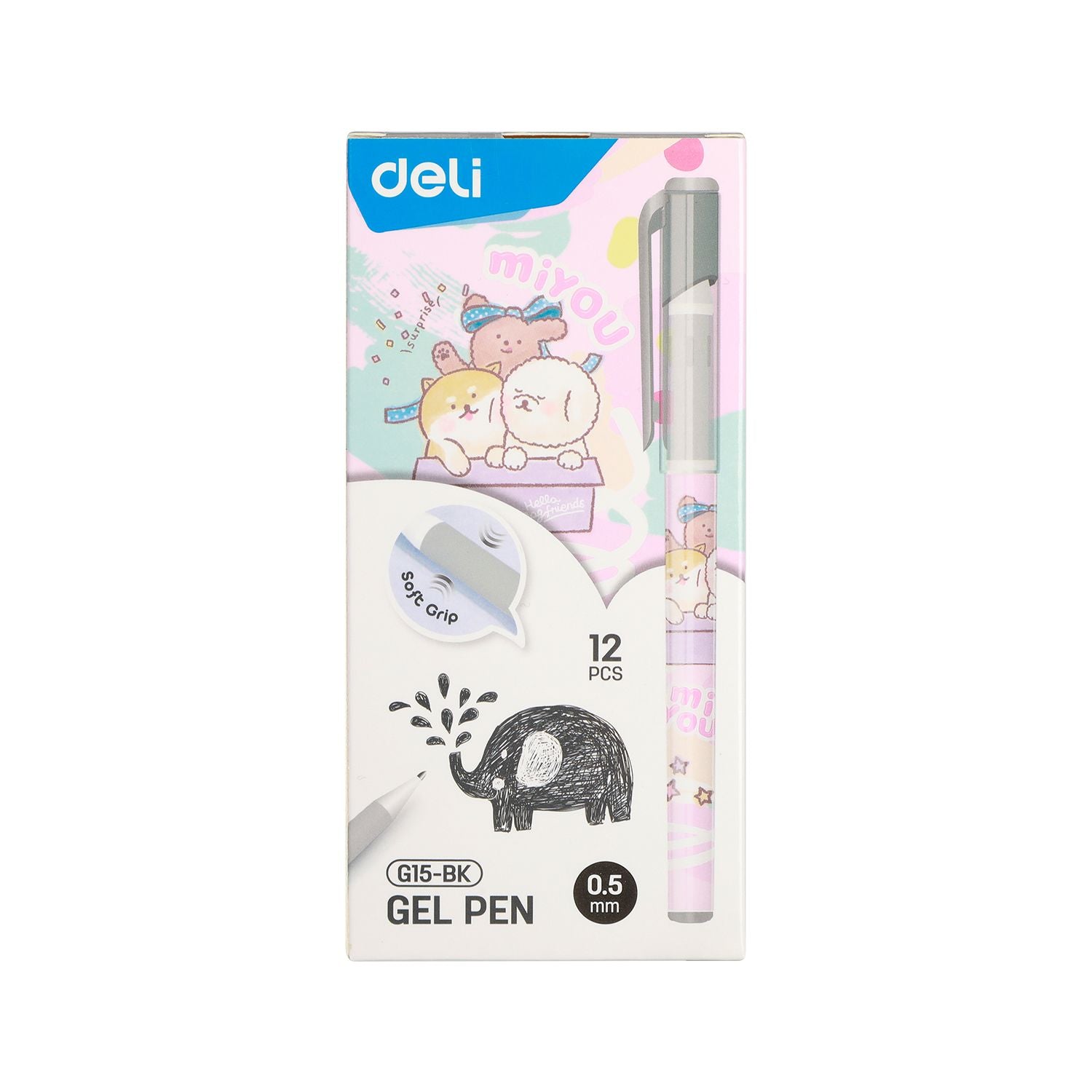 Deli Miyou Series Gel Pen 0.5mm Black Ink Miyou Barrel EG15-BK 1pc