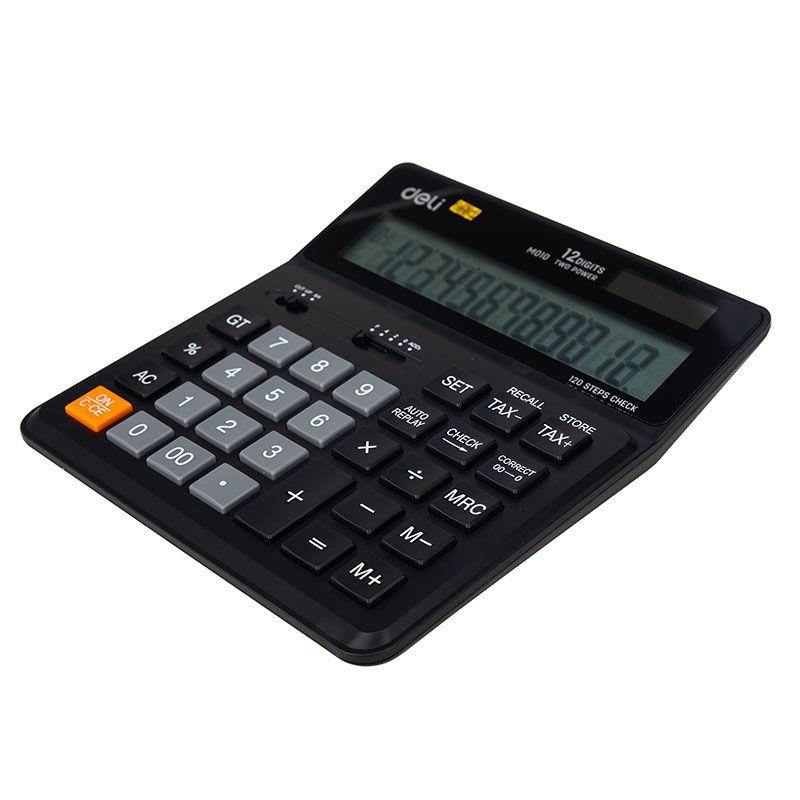 Deli Plastic Business Calculator 12-Digit 120-Steps Dual Power