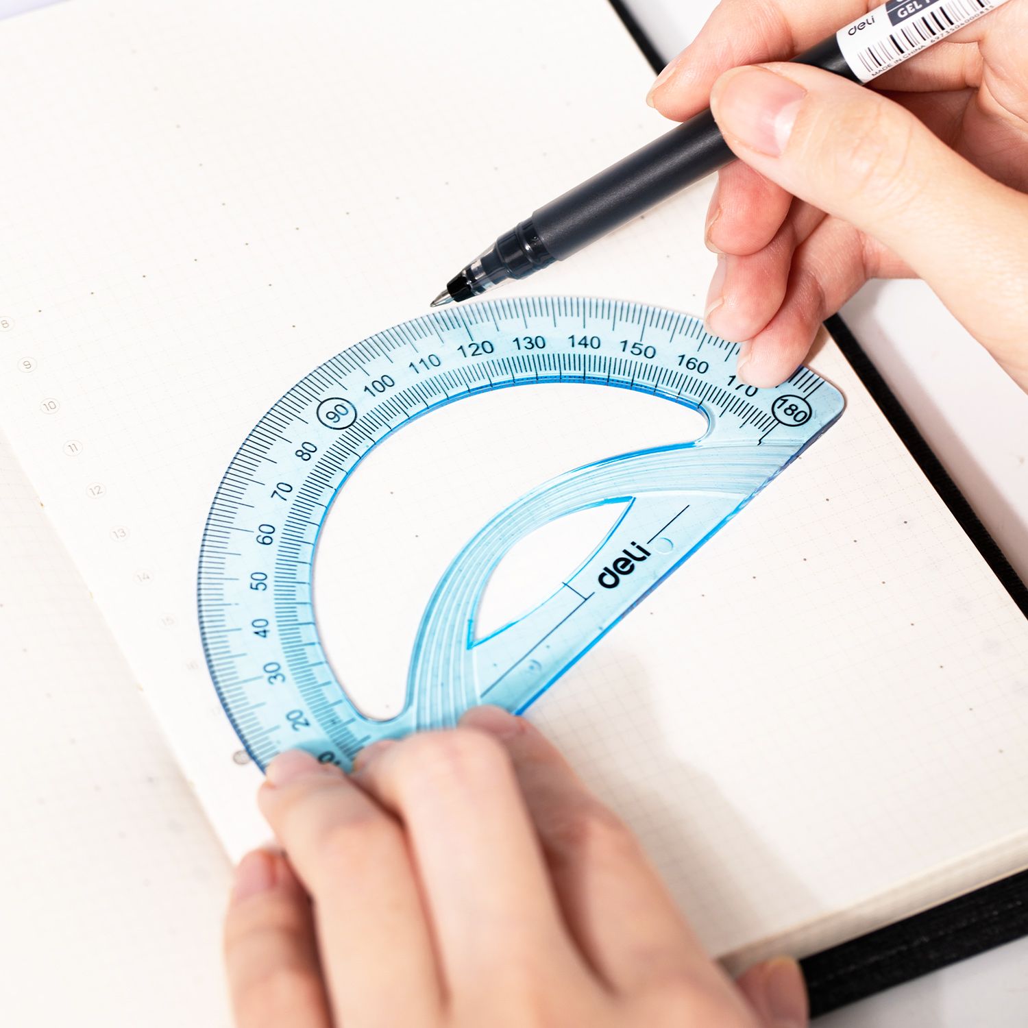 Deli Protractor 180deg 12cm Blue