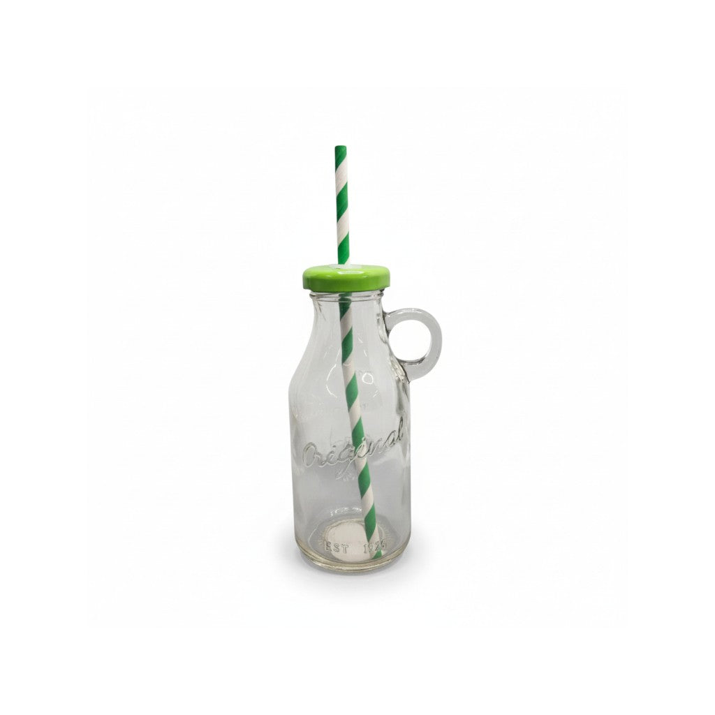 Drinking Glass Cup with Straw 14.5x5cm
