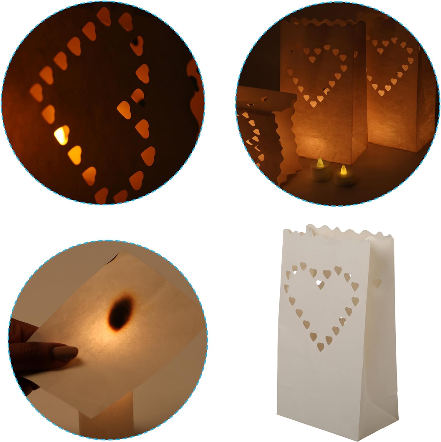 White Kraft Paper Tealight Holder Lantern Lamp Candle Bags 10pcs