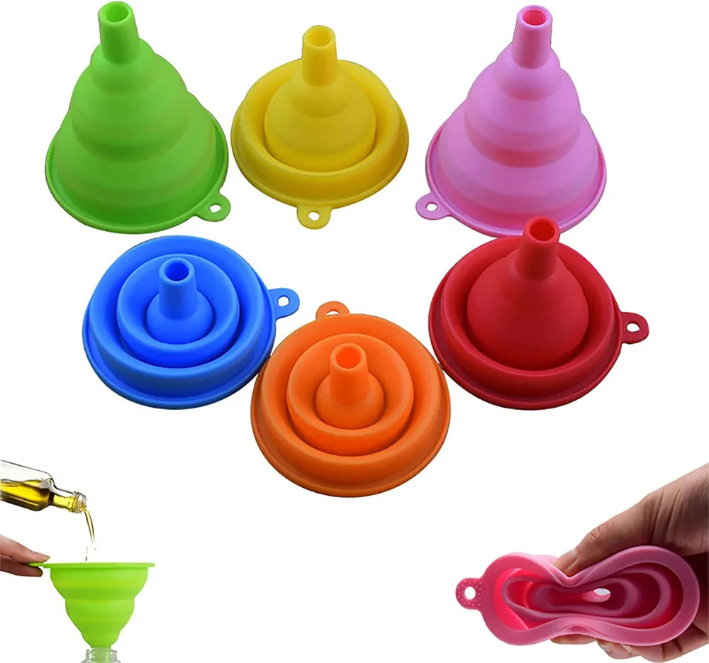 Mini Telescopic Silicone Collapsible Funnel 7x6x0.9cm 1pc