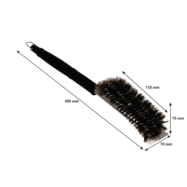 Regent 3 Way Braai Cleaning Bristle Brush with Scraper Stainless Steel 71119