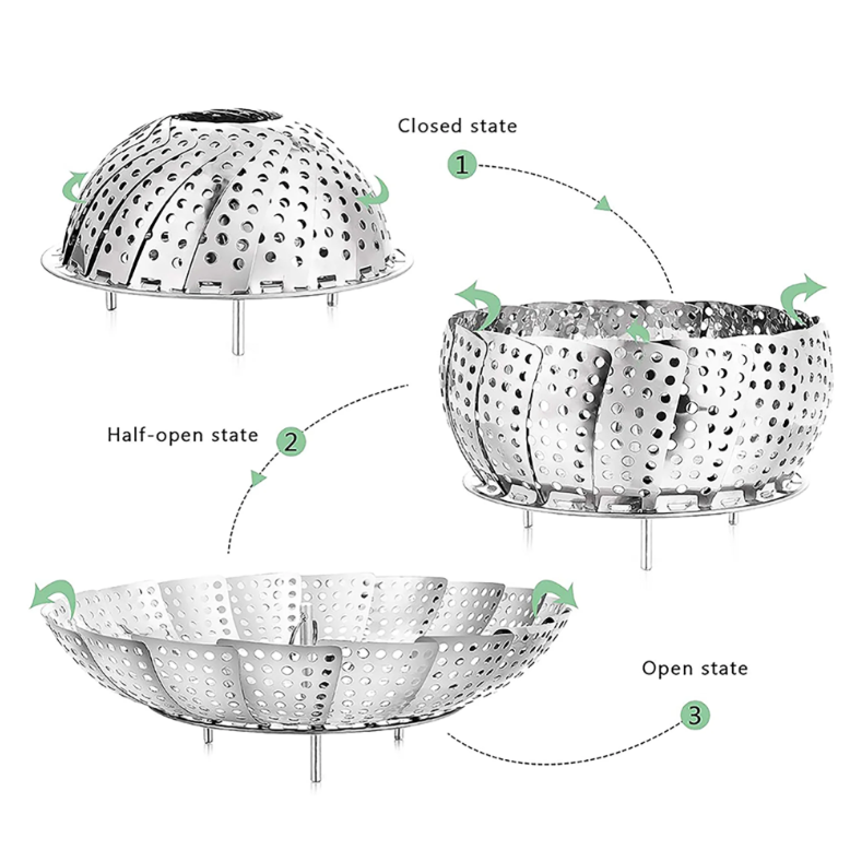 Regent Kitchen Expandable Steamer Basket Stainless Steel 235-138mmx70mm