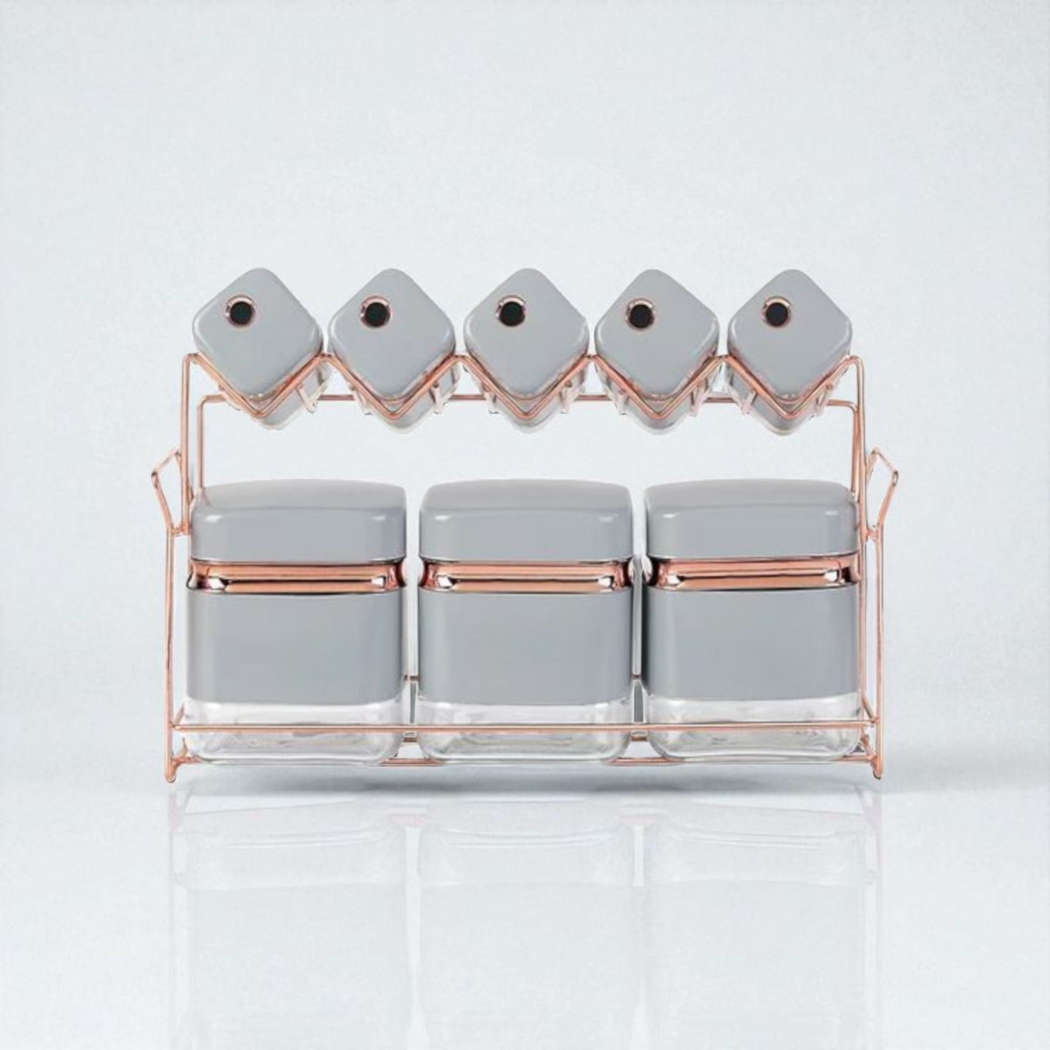 Continental Homeware Spice 8pc Set Square - Grey with Gold Line CH833