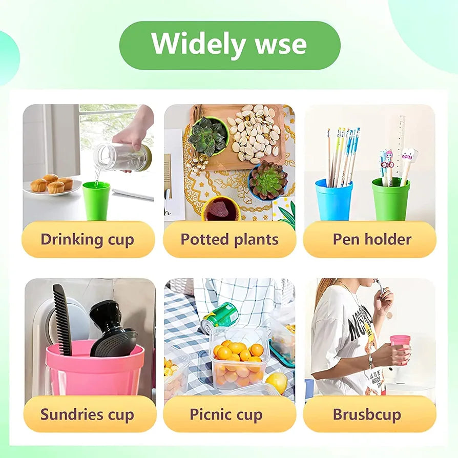 Rainbow Plastic Tumbler Set 200ml Reusable 6pack