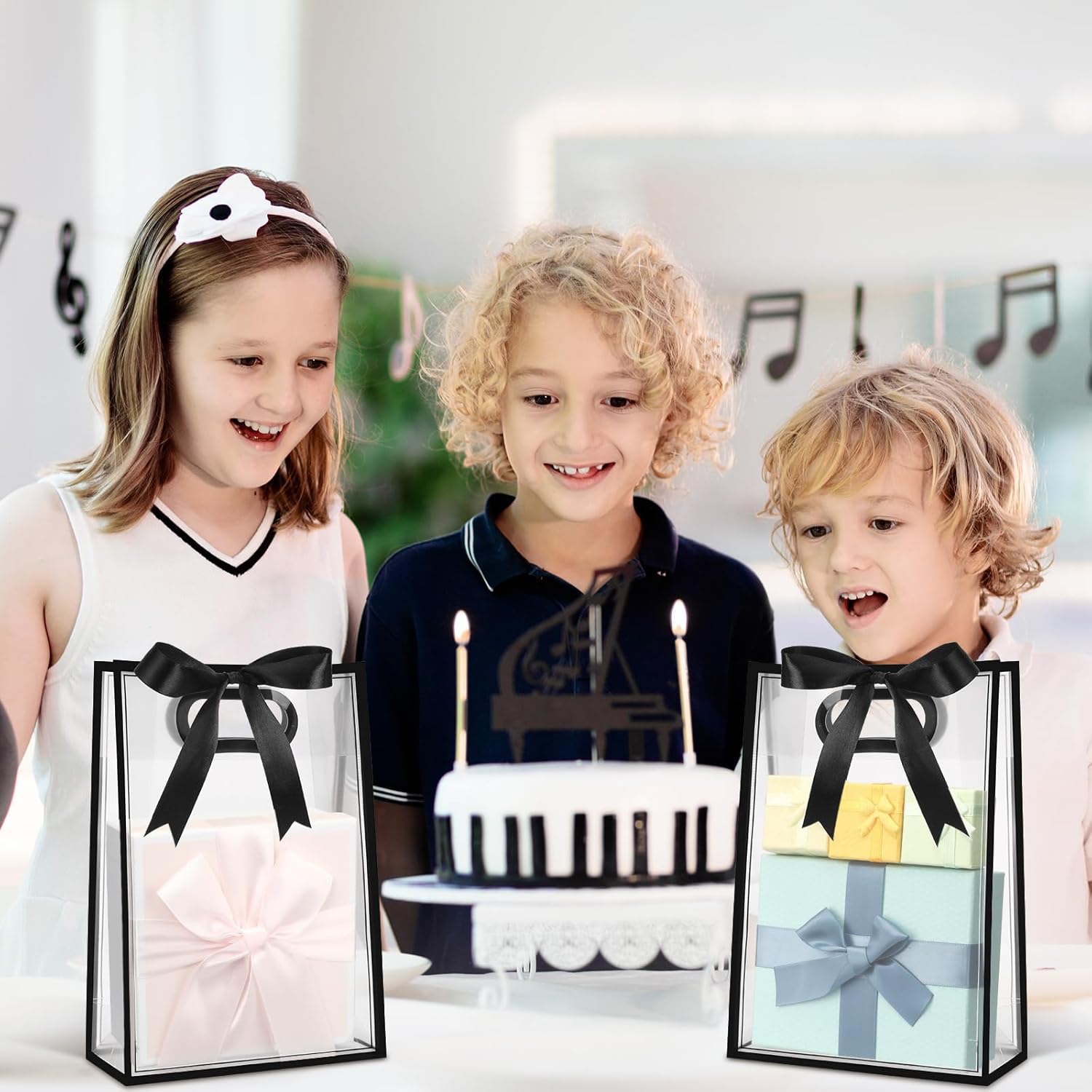 PVC Boutique Gift Shopping Bag with Color Border & Die Cut Handle 18x26x8cm