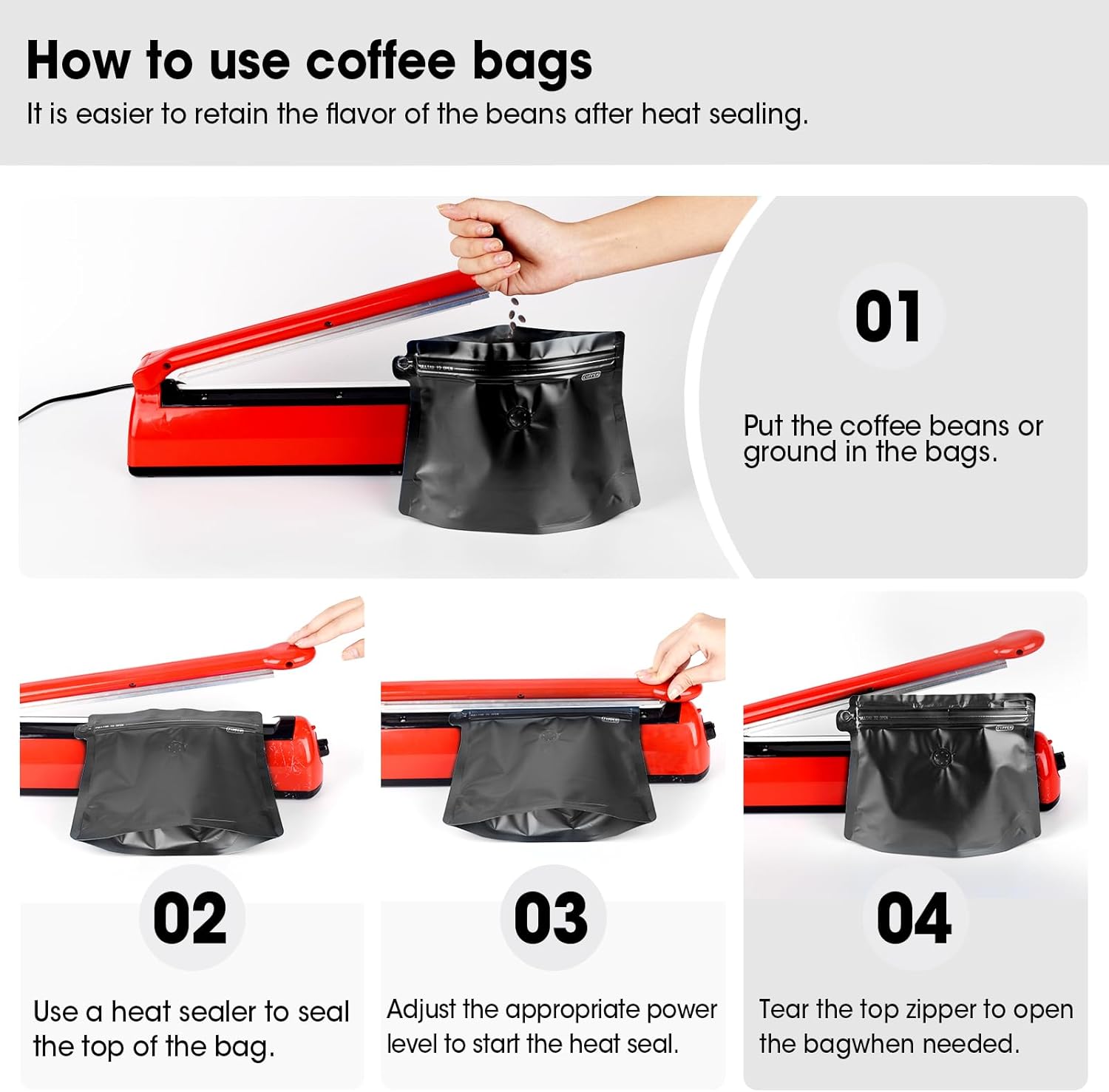 Aluminium Metalized Stand-up Damond Coffee Bean Pouch Bag - Vacuum Seal Pull-tab with Air Valve Resealable 10Pack