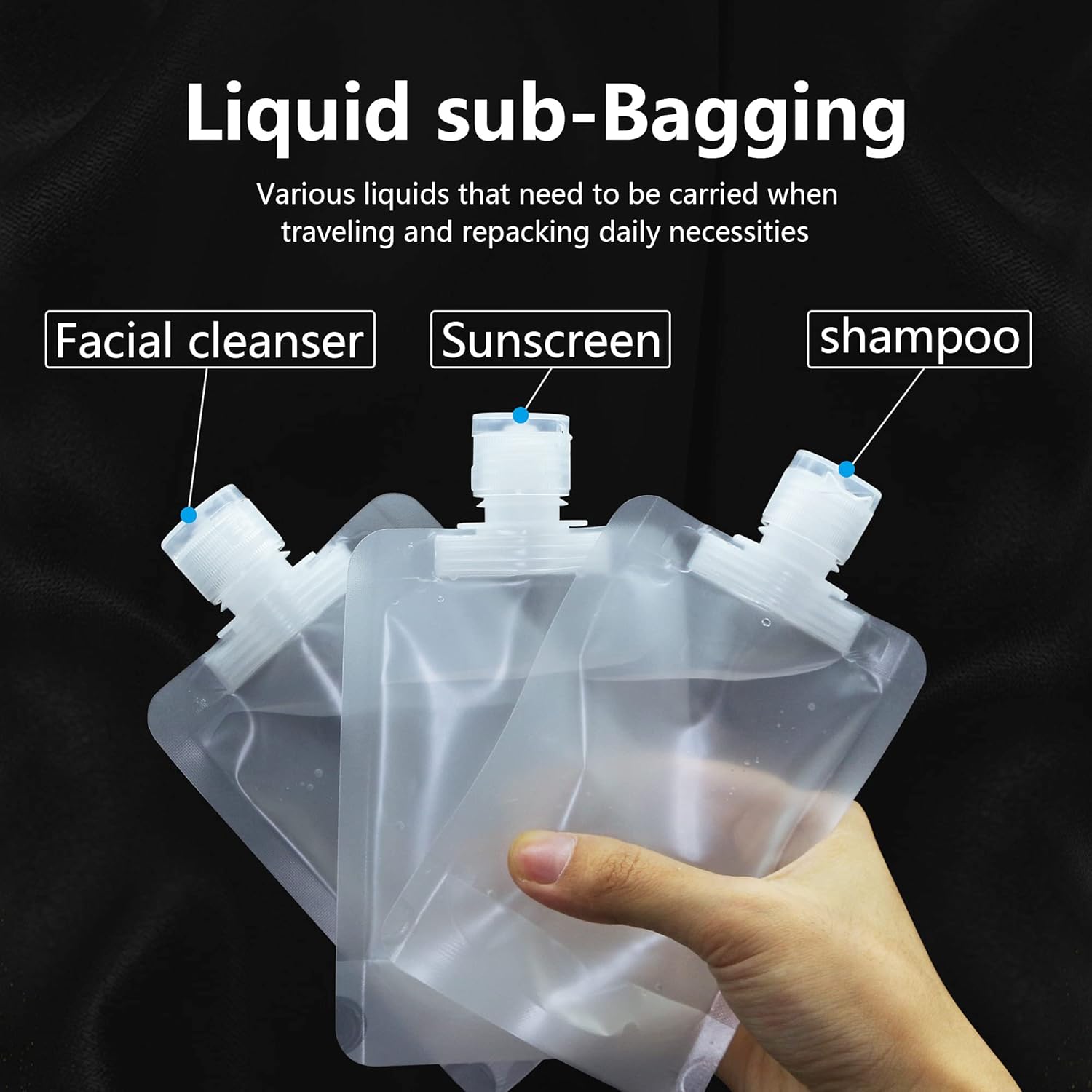 Food Grade Travel Cosmetic Lotion Shampoo Liquid Pouch Bag Sub-Packaging Clear