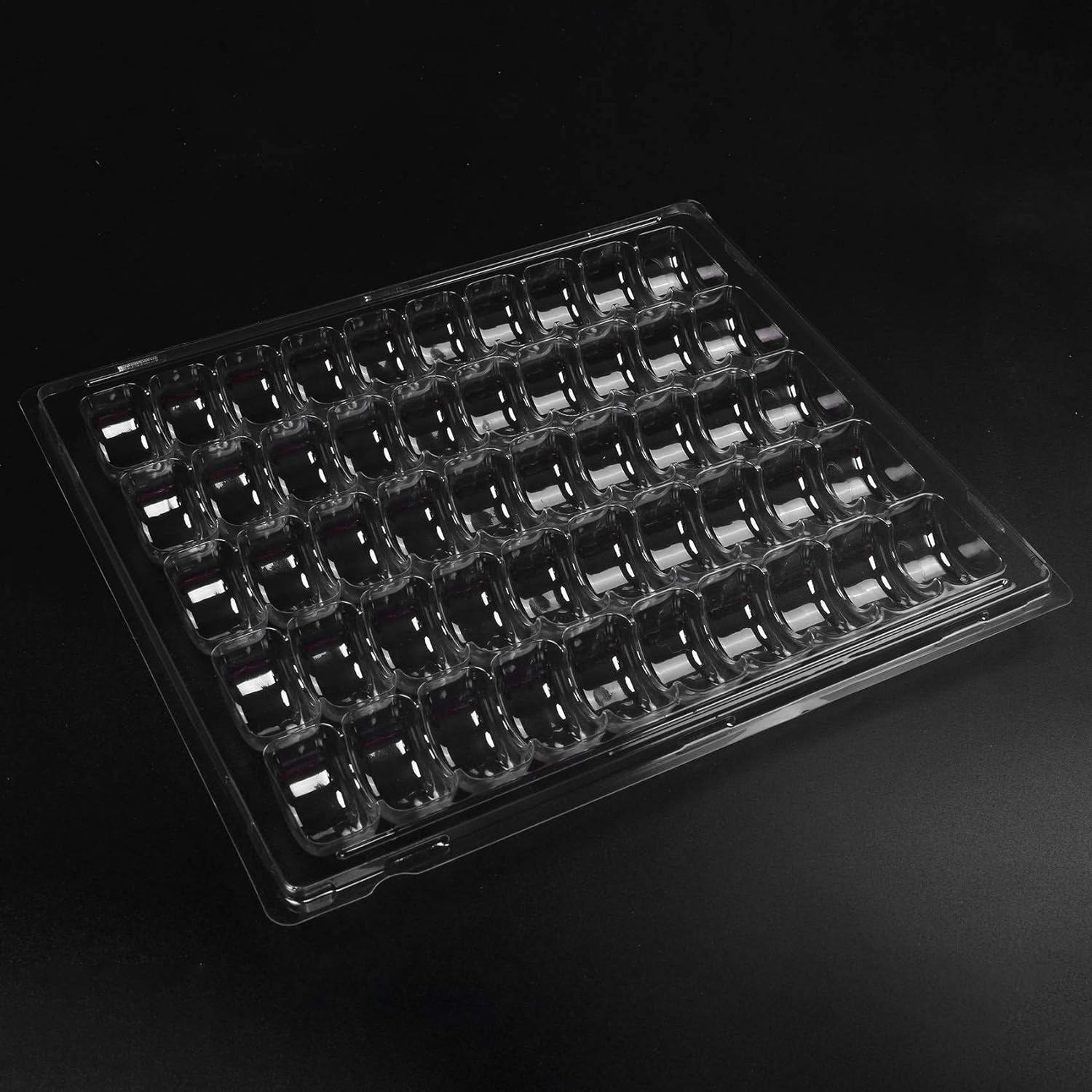 Macaron Container Tray PET 26.5x22.2cm 35-Slots Grid