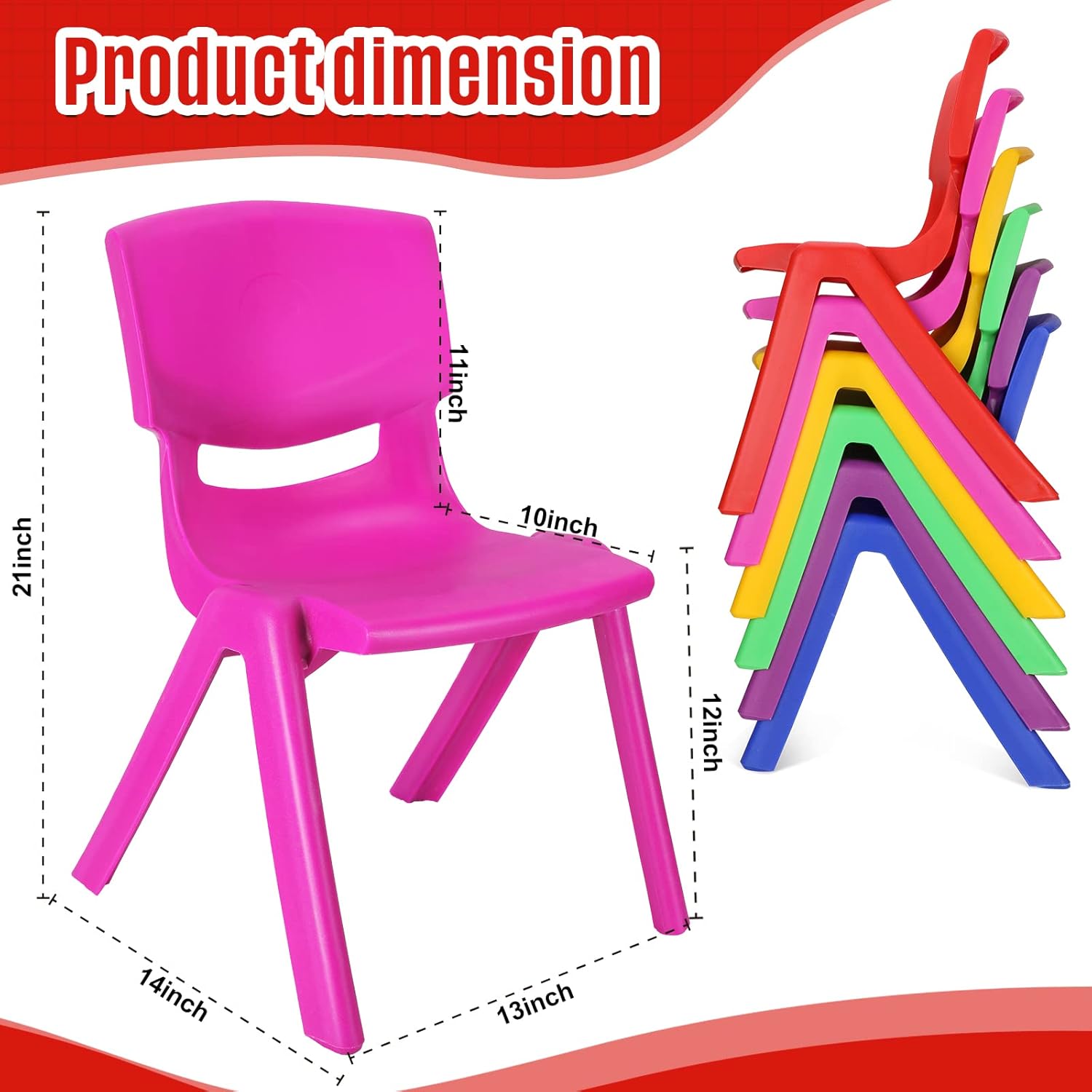 Preschool Colored Kiddies Chair 40cm Stackable