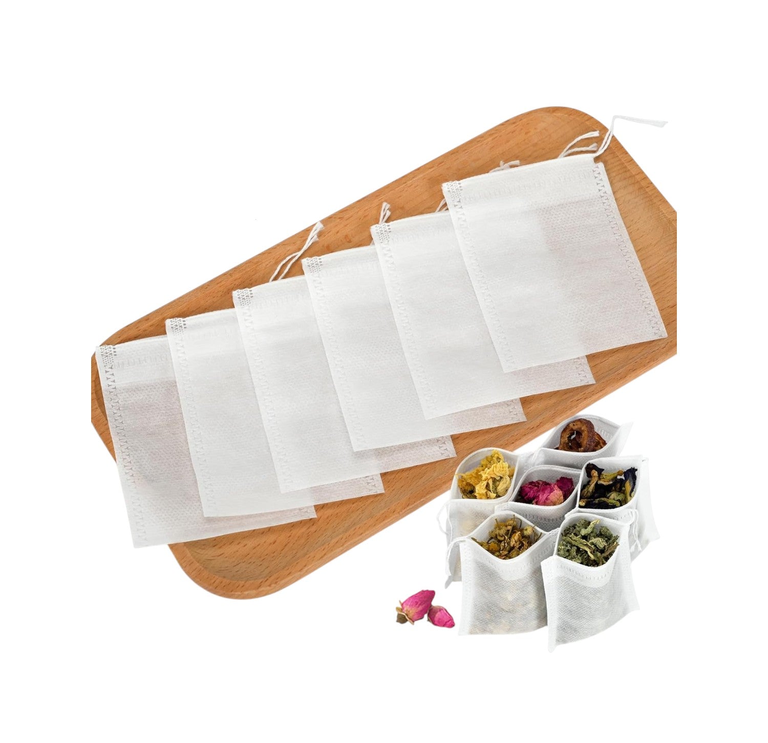 Biodegradable Food Grade Non-Woven Tea Filter Cotton Bag with Drawstring 100pcs