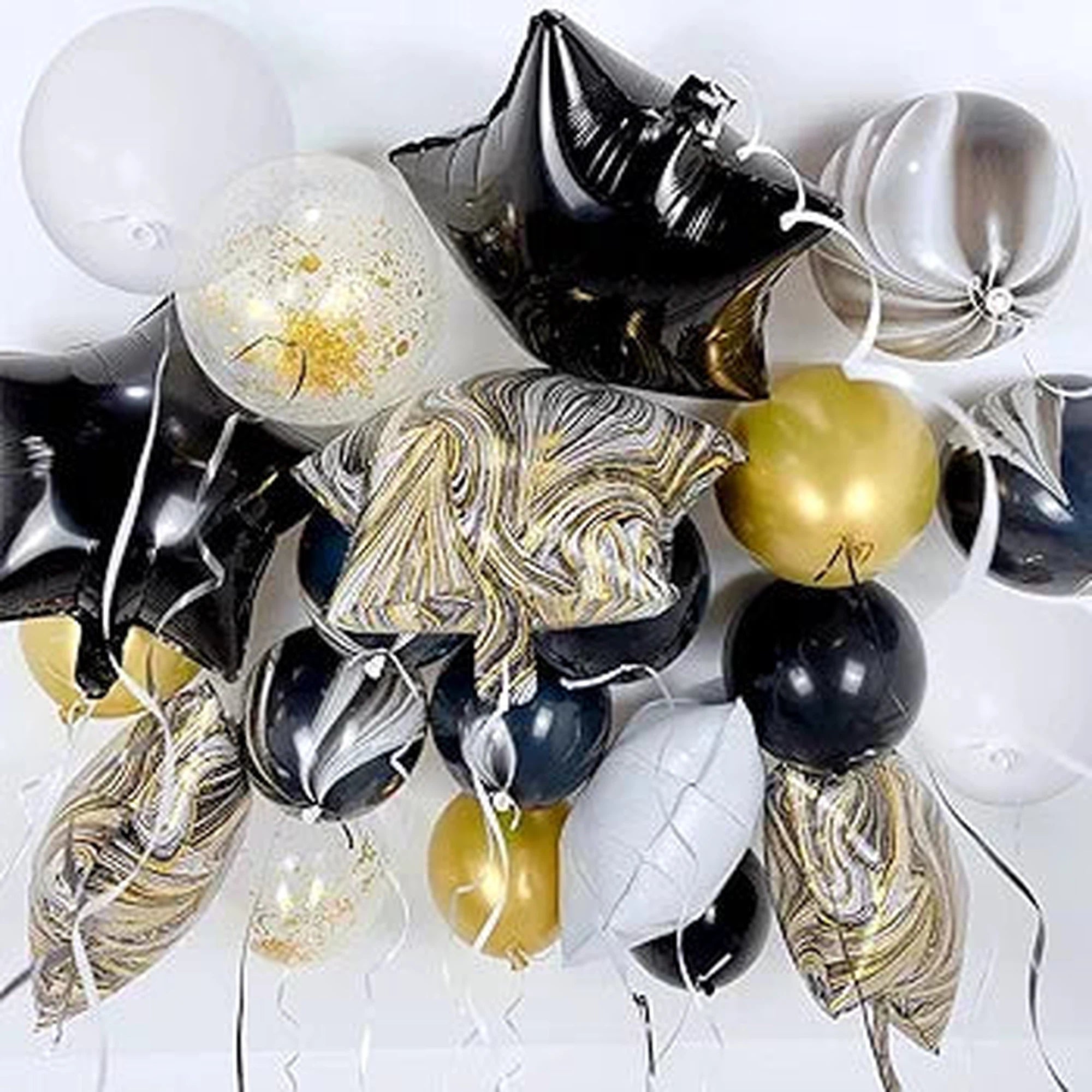 Party Star & Heart Latex Marble Balloon 10piece Set