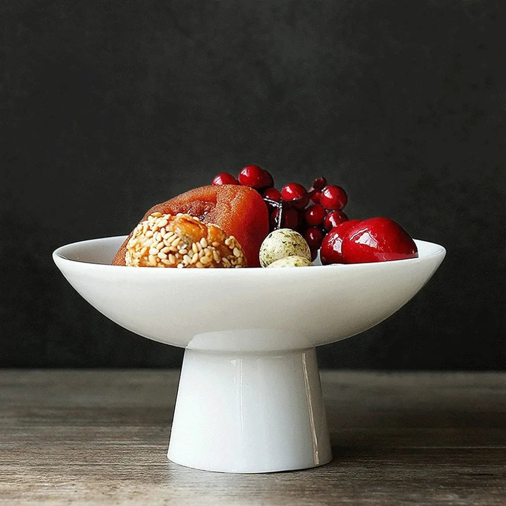 Ceramic Patisserie Fruit Plate High Stand Stemmed  21.8x13cm 8.75 Inch