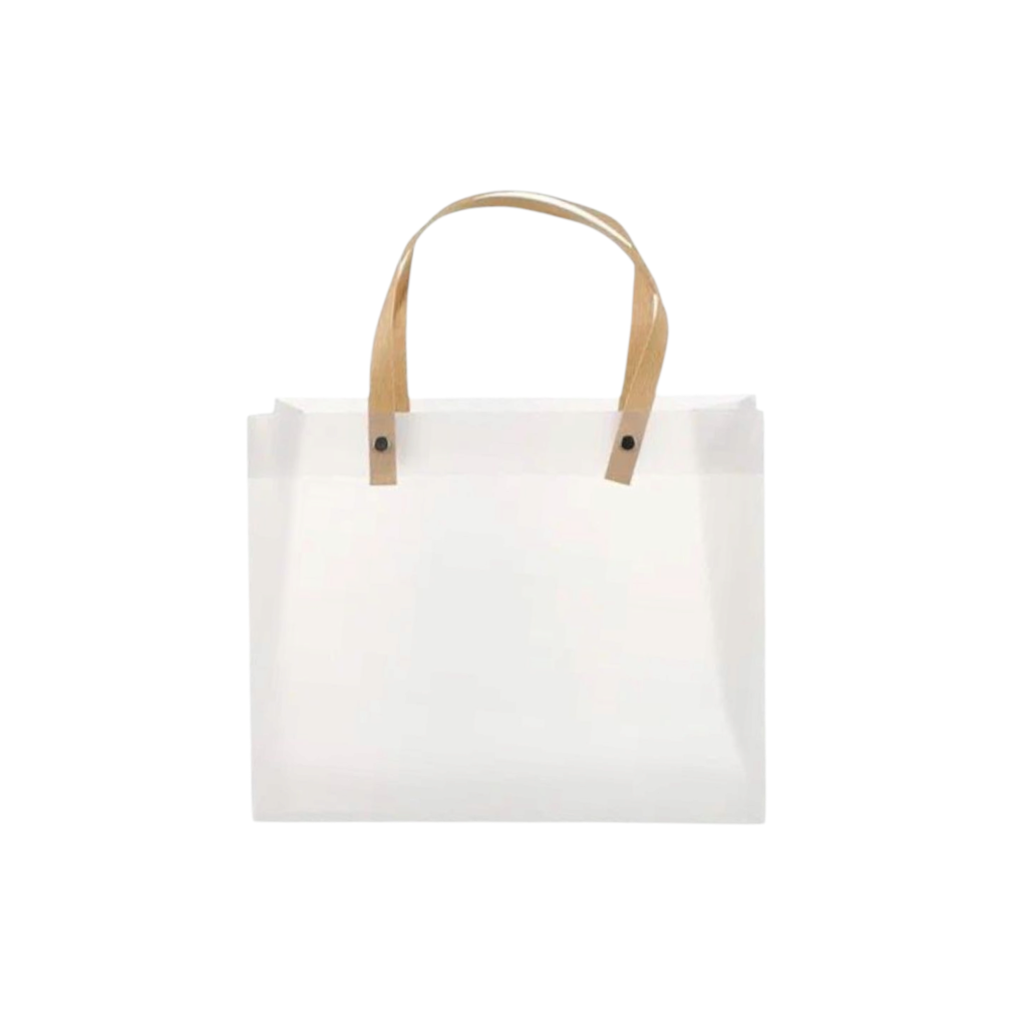 PVC Gift Bag Frosted Landscape - Plastic Reusable Bags with Brown Straw Handle