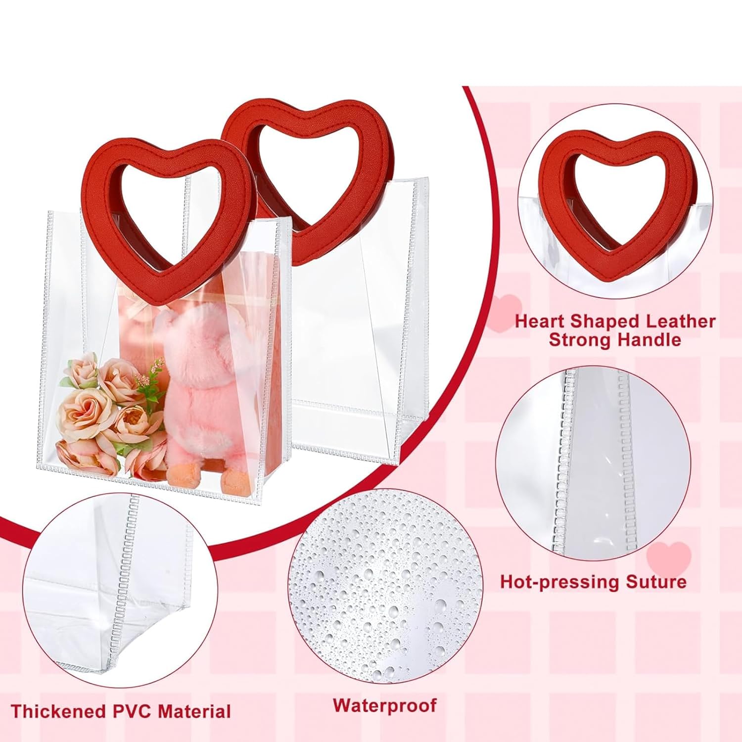 PVC Gift Bags with Heart Handle