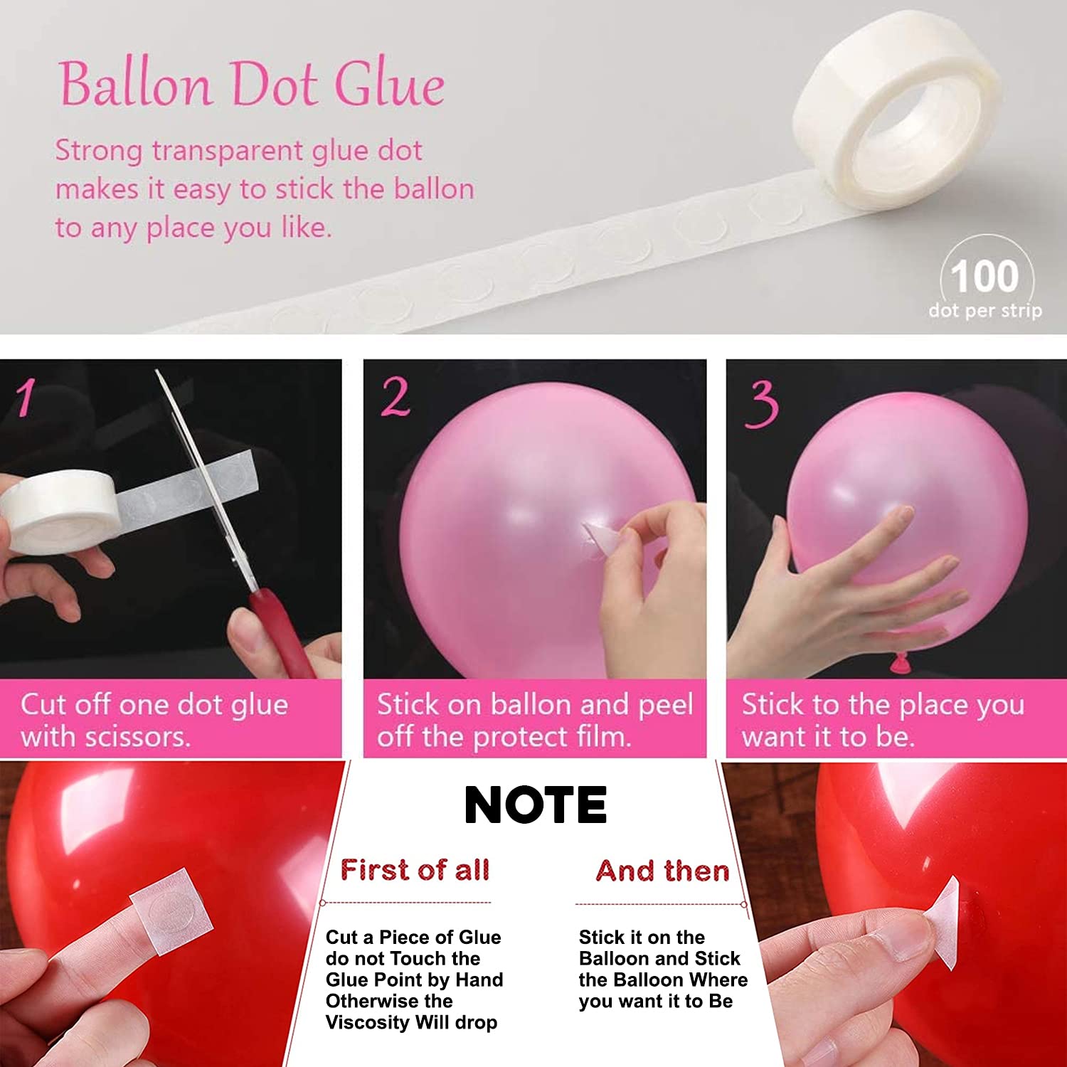 Balloon Glue Water Dots 100 dots Roll