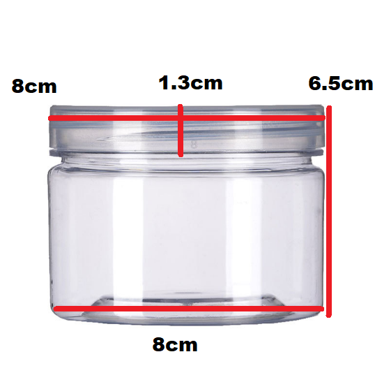 300ml PET Cosmetic Jar wit Lid Crystal Clear 1pc