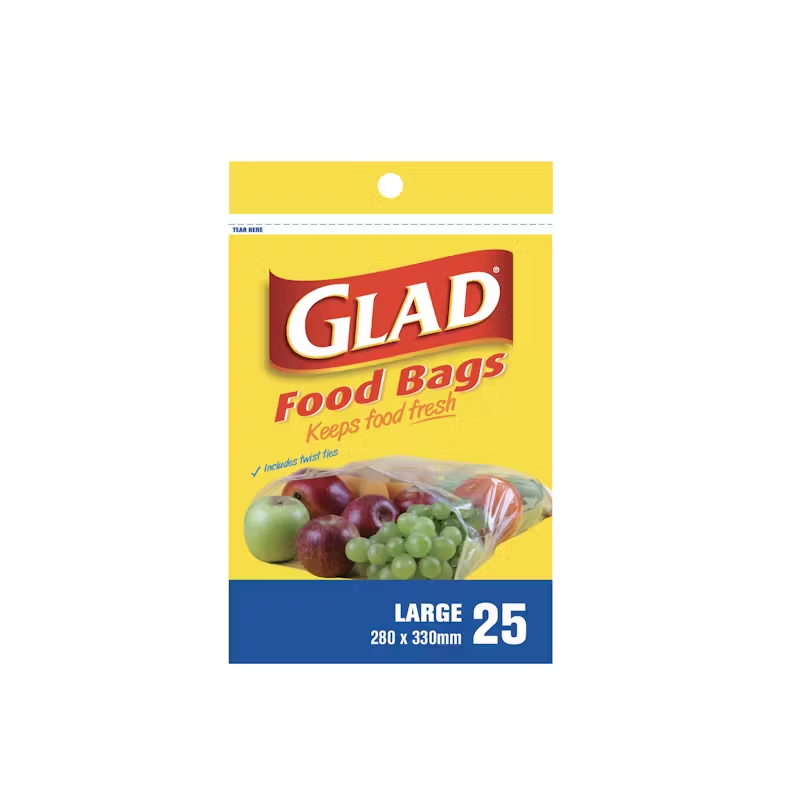 Glad Food Storage Bags Large 280x330mm 25pack Keep Food Fresh