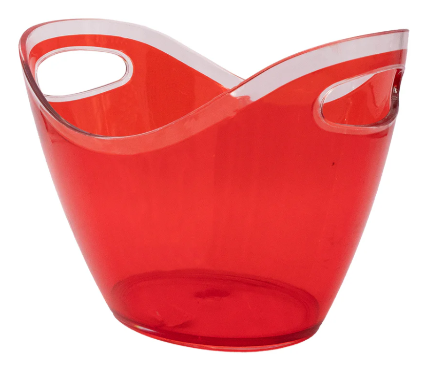 Bar Butler Wine Or Beer Ice Bucket Oval Red Double Walled 4mm Ps Plastic 3.5L