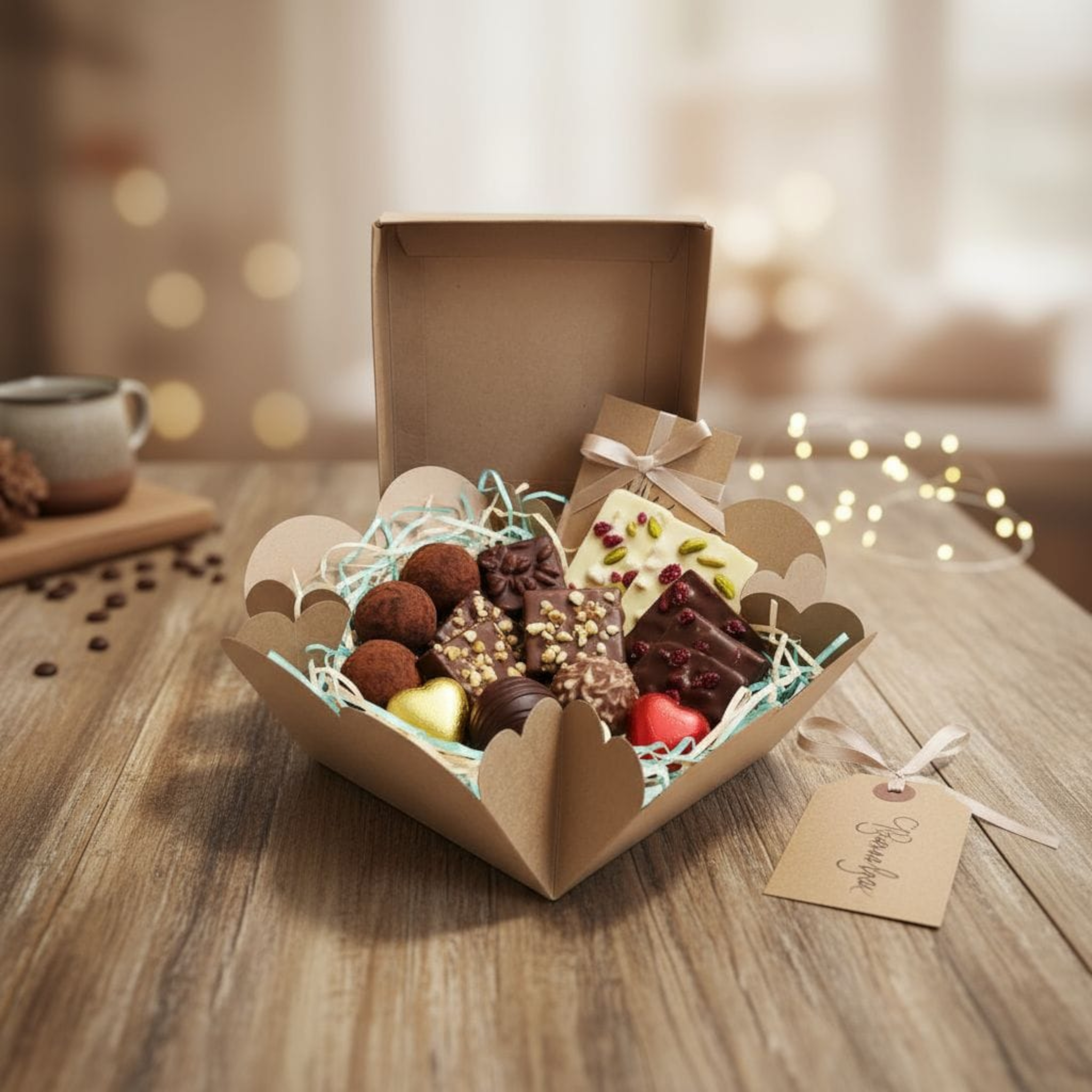 Gift & Treats Box - Flower Scalloped Edge with Lid 16x16x10cm Eco-Friendly